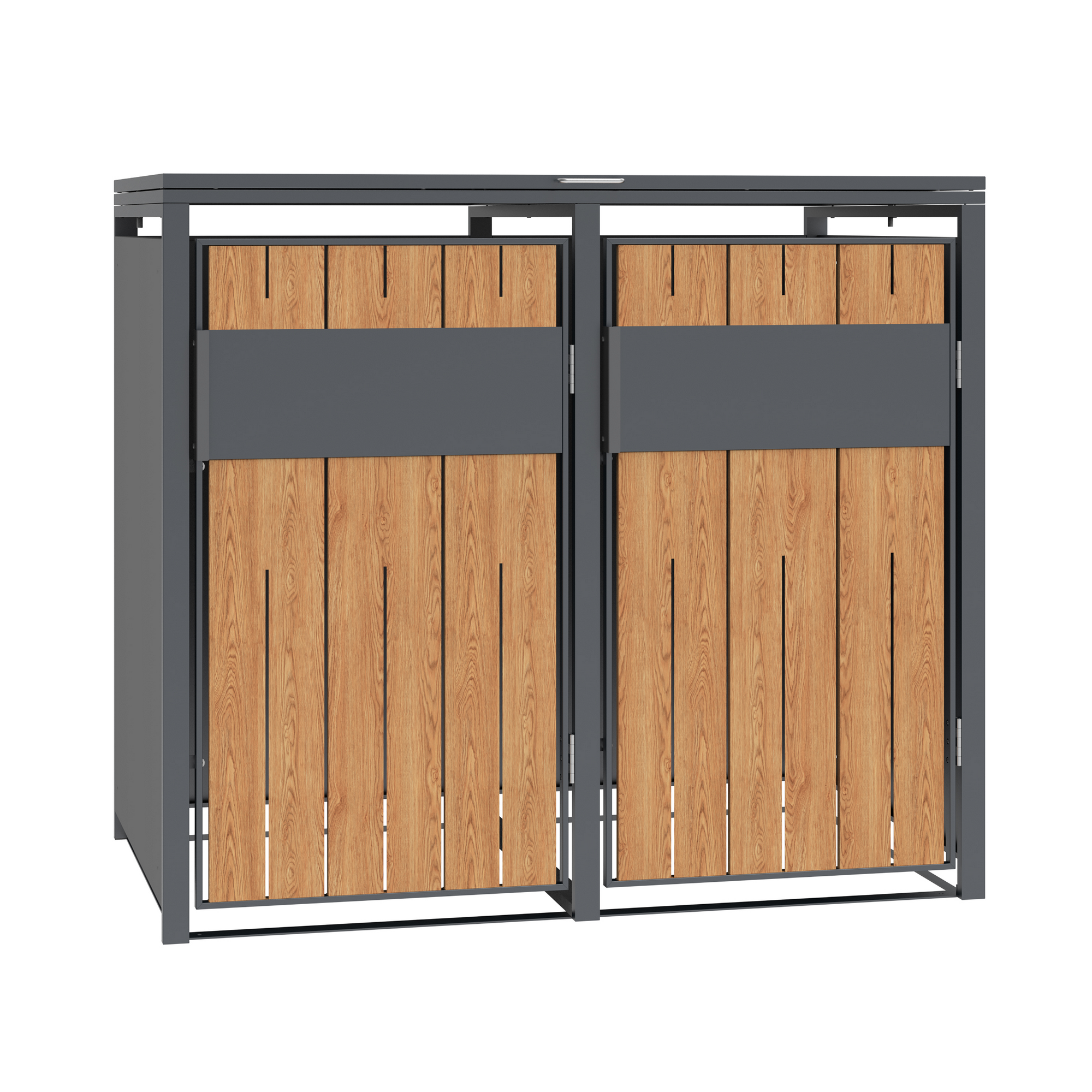Mülltonnenbox 'Varius' Stahl 2 x 240 l anthrazit/Holzoptik 132 x 80 x 116 cm