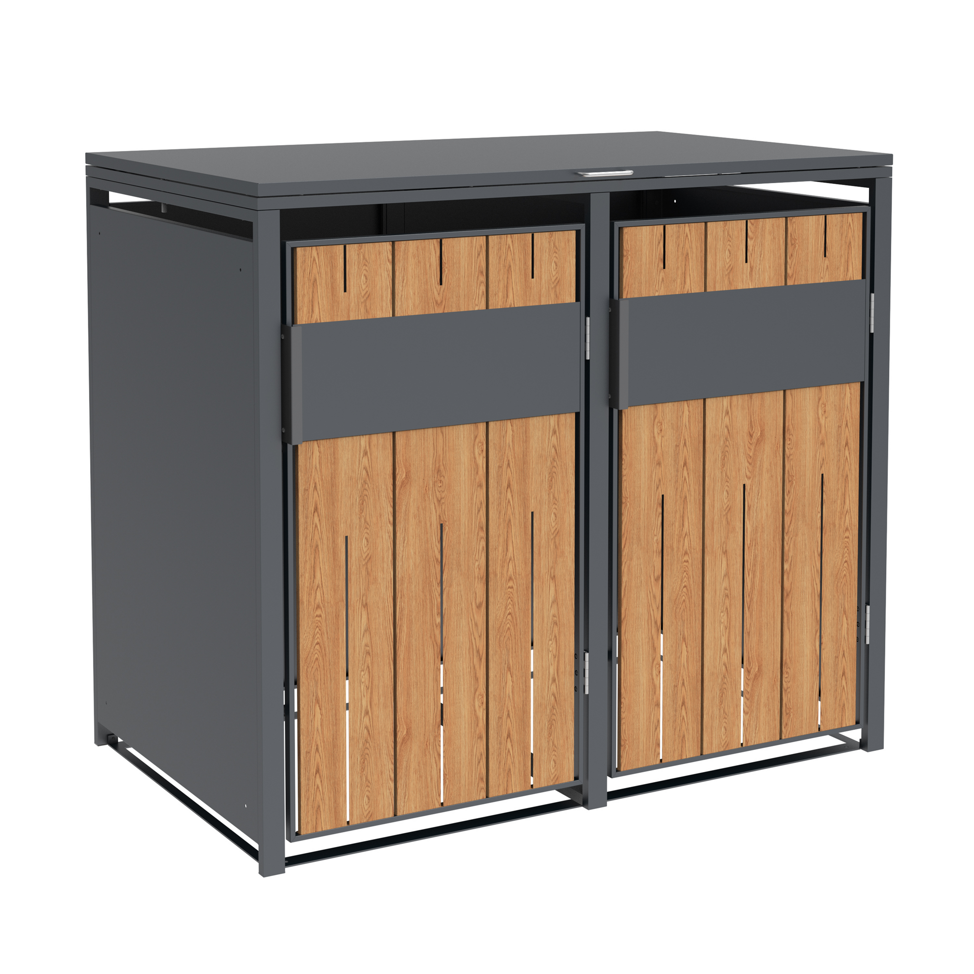 Mülltonnenbox 'Varius' Stahl 2 x 240 l anthrazit/Holzoptik 132 x 80 x 116 cm