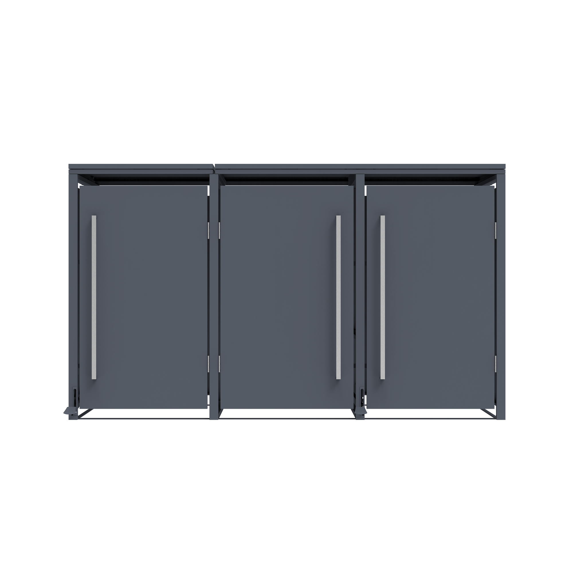 Mülltonnenbox 'Pedura' Stahl 3 x 240 l anthrazit 199 x 80 x 116 cm, mit Fußpedal