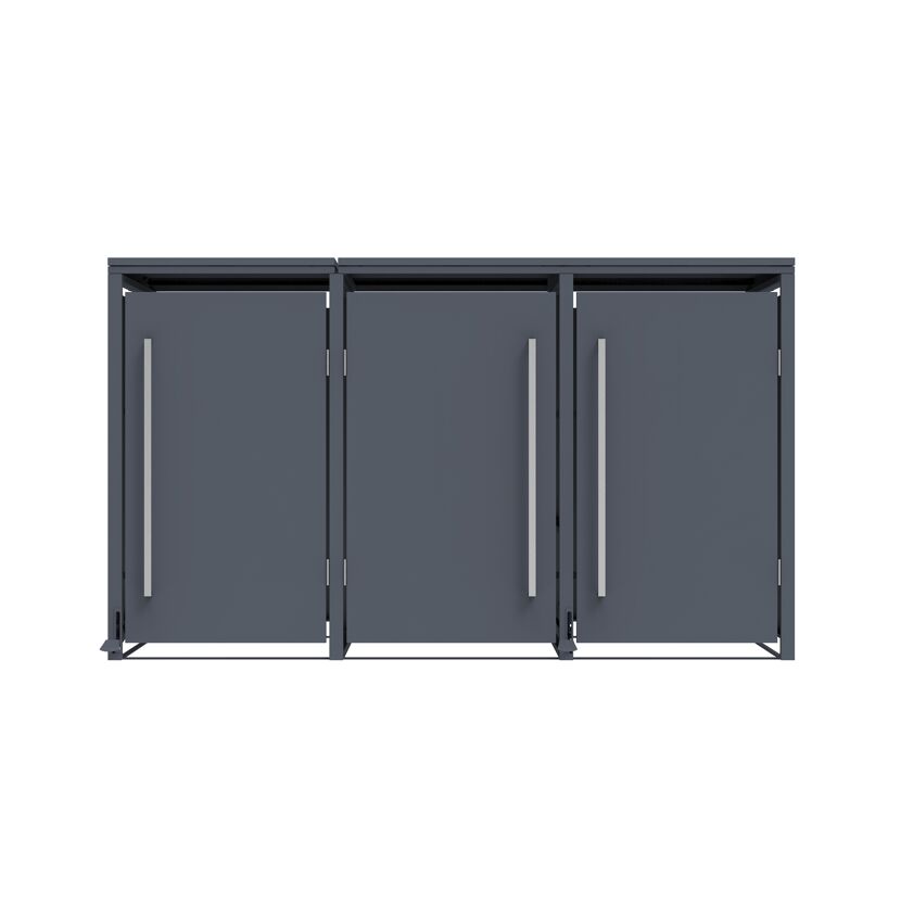 Mülltonnenbox 'Pedura' Stahl 3 x 240 l anthrazit 199 x 80 x 116 cm, mit Fußpedal