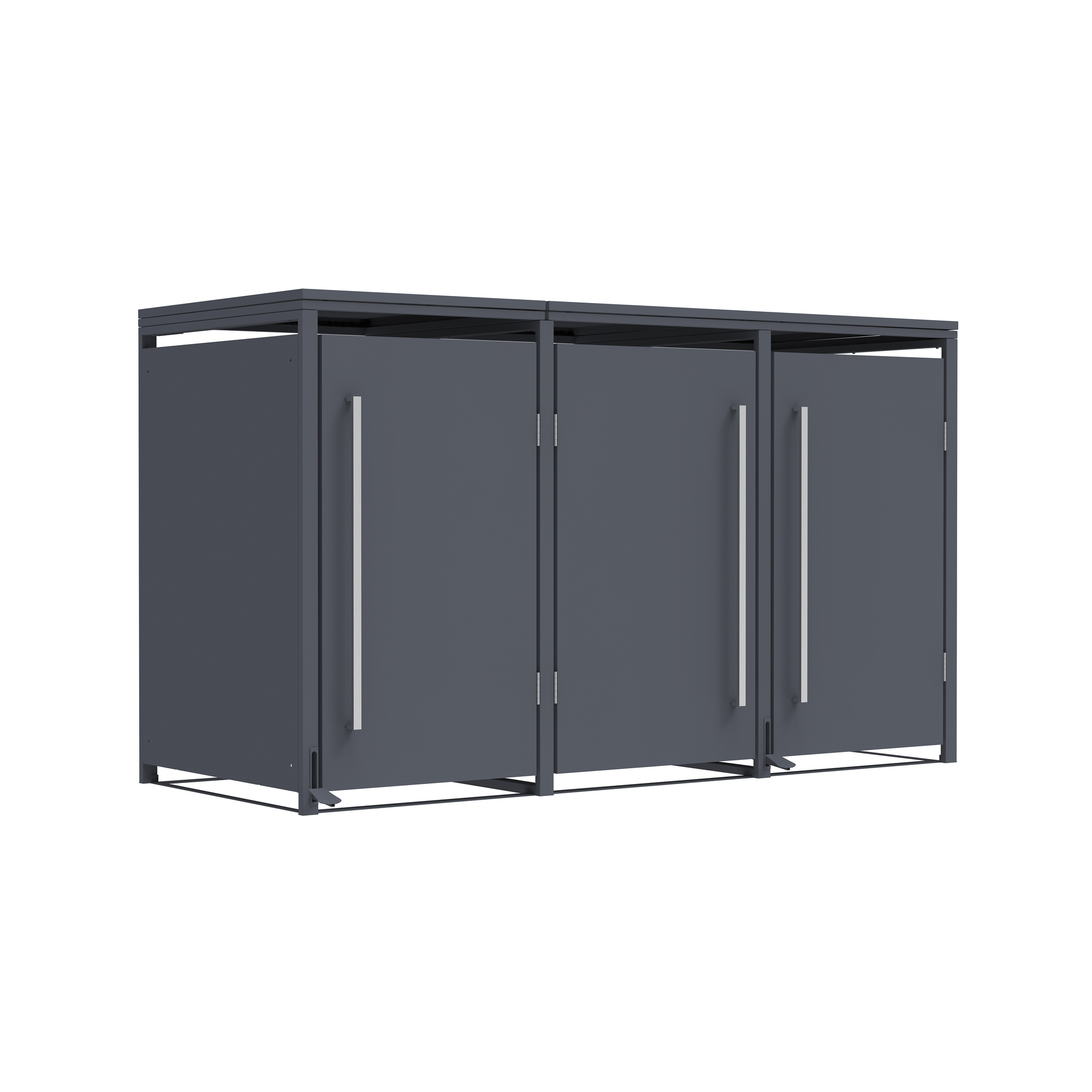 Mülltonnenbox 'Pedura' Stahl 3 x 240 l anthrazit 199 x 80 x 116 cm, mit Fußpedal