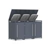 Mülltonnenbox 'Pedura' Stahl 3 x 240 l anthrazit 199 x 80 x 116 cm, mit Fußpedal