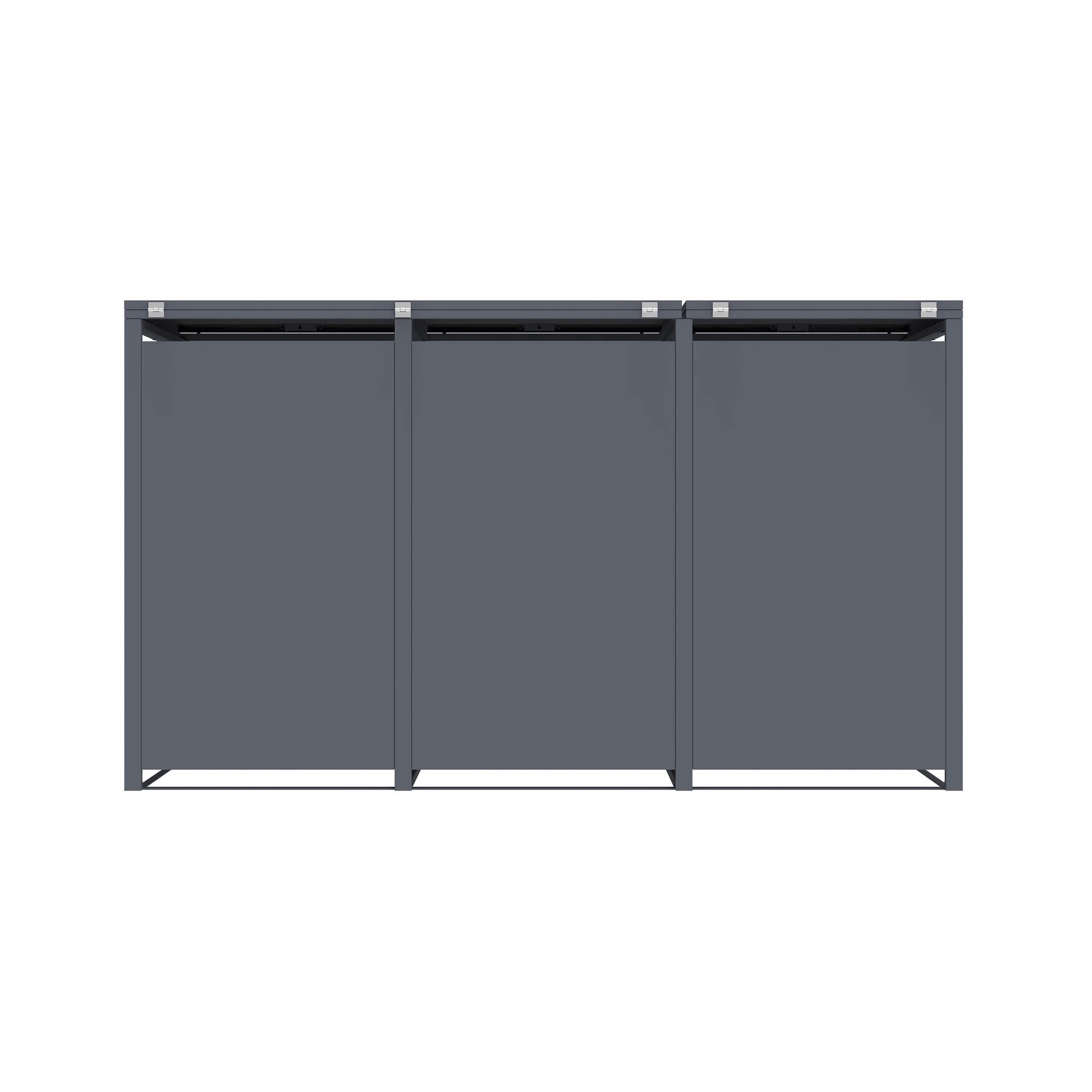 Mülltonnenbox 'Pedura' Stahl 3 x 240 l anthrazit 199 x 80 x 116 cm, mit Fußpedal