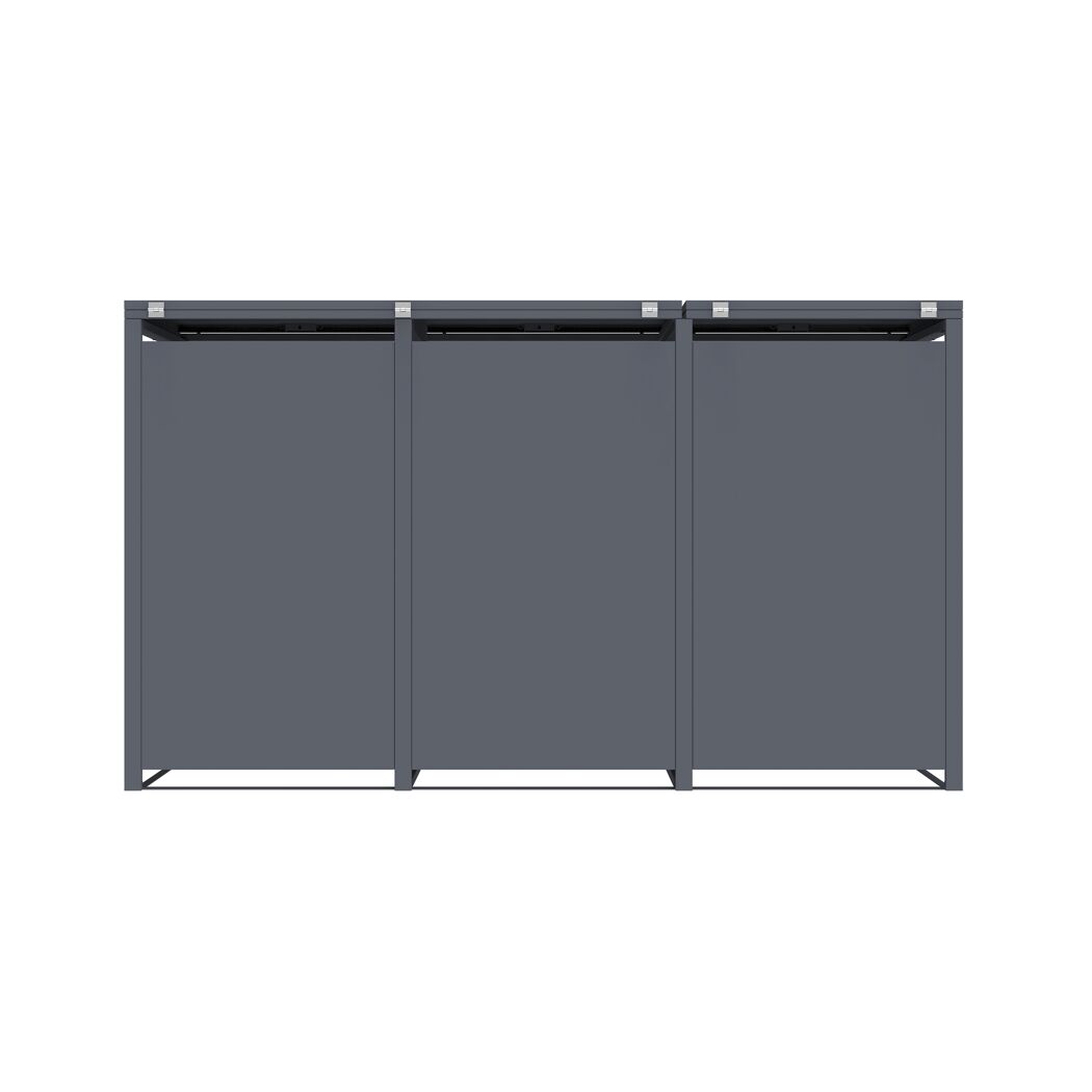 Mülltonnenbox 'Pedura' Stahl 3 x 240 l anthrazit 199 x 80 x 116 cm, mit Fußpedal