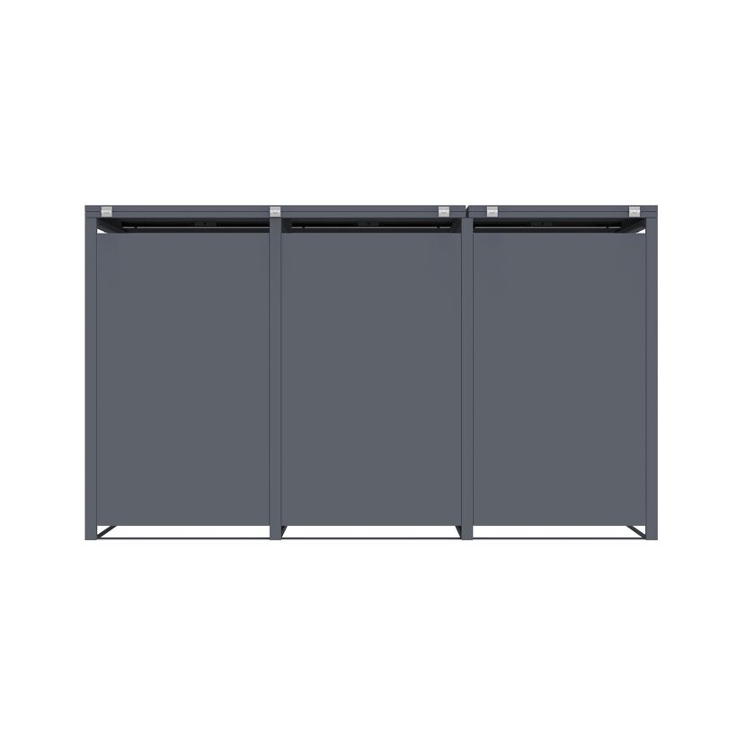 Mülltonnenbox 'Pedura' Stahl 3 x 240 l anthrazit 199 x 80 x 116 cm, mit Fußpedal