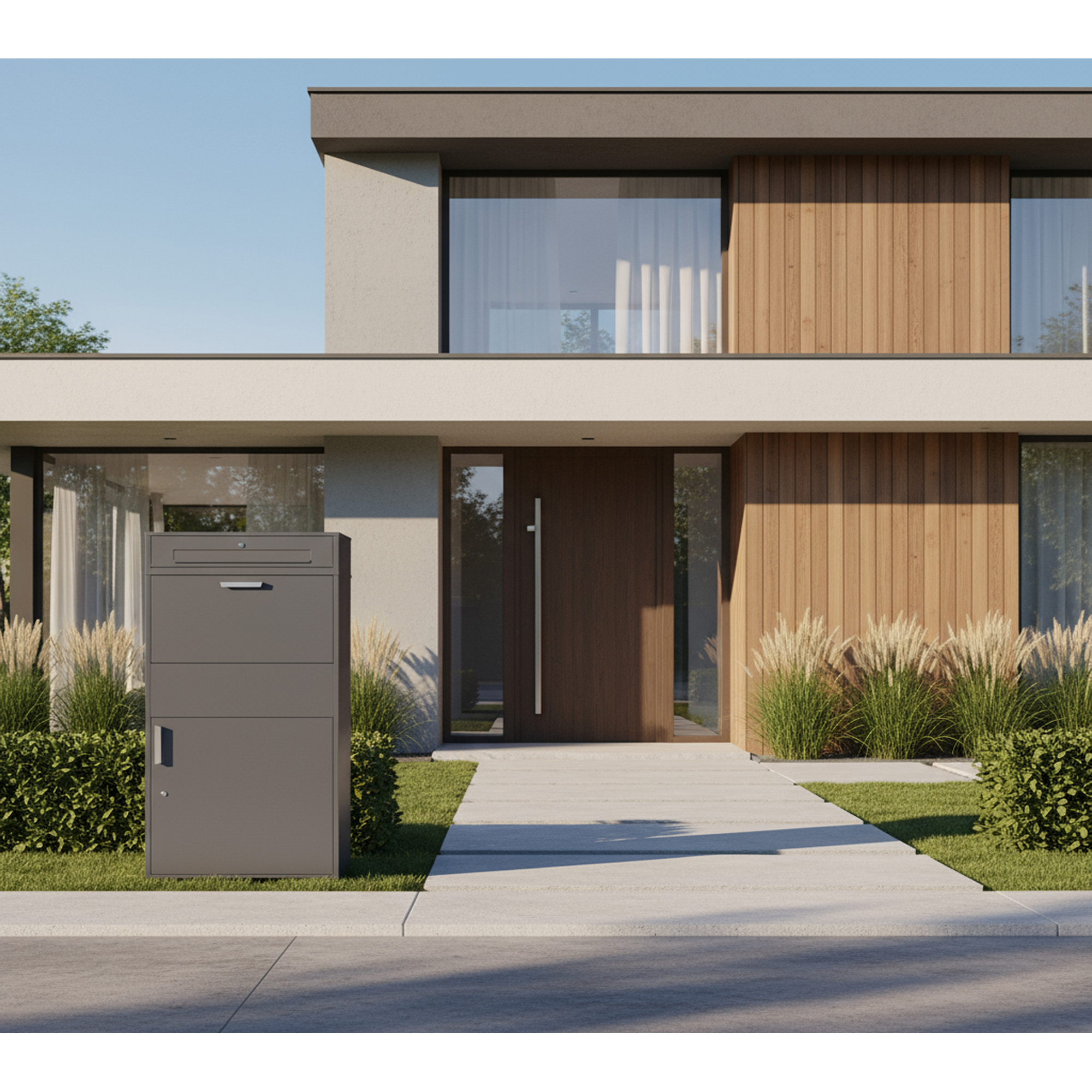 Briefkasten 'Pavo' mit Paketbox anthrazit 72 x 128 x 45 cm