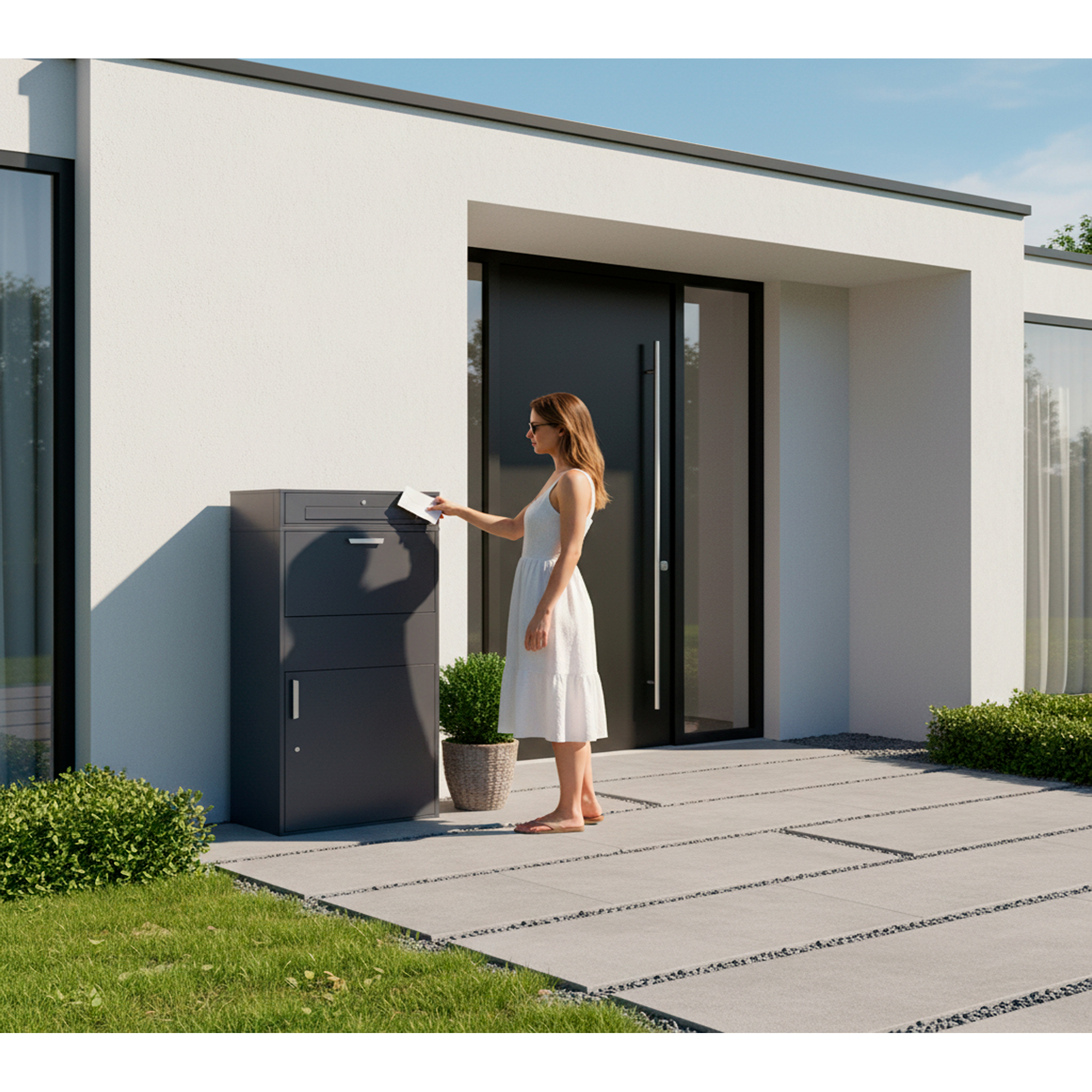 Briefkasten 'Pavo' mit Paketbox anthrazit 72 x 128 x 45 cm