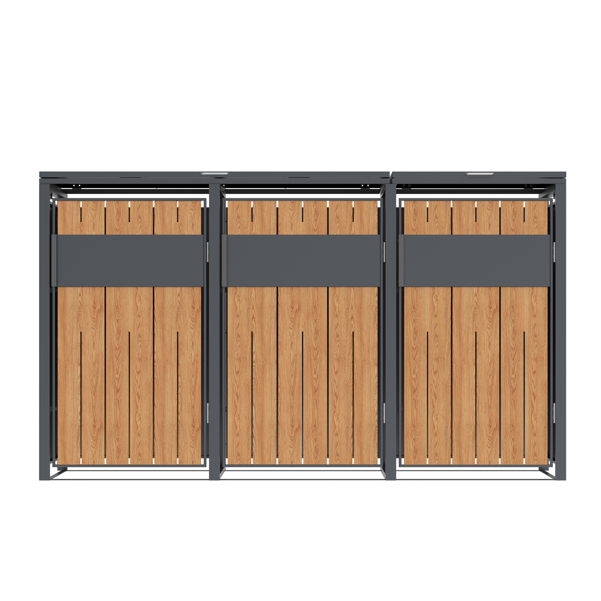 Mülltonnenbox 'Varius' Stahl 3 x 240 l anthrazit/Holzoptik 198 x 80 x 116 cm