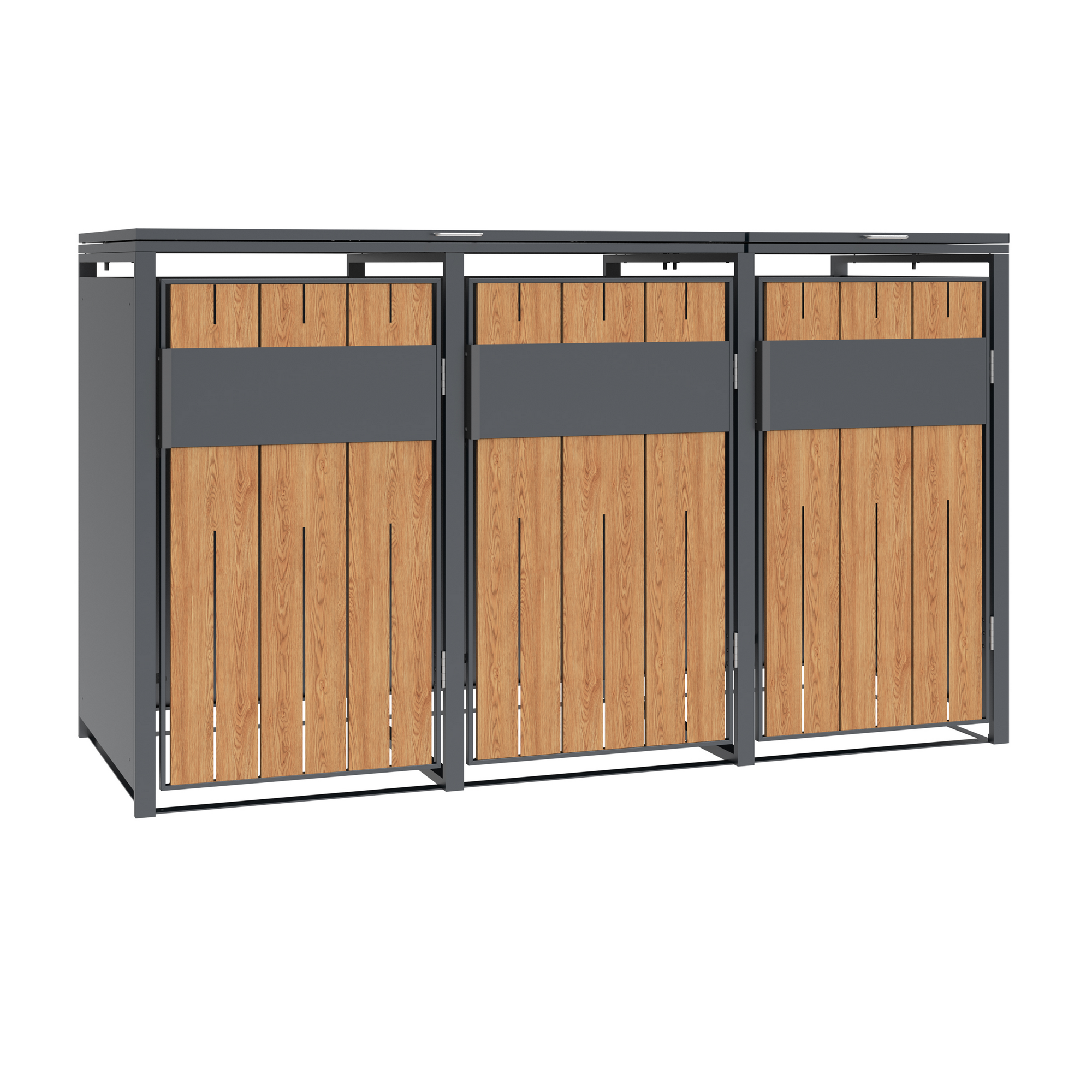 Mülltonnenbox 'Varius' Stahl 3 x 240 l anthrazit/Holzoptik 198 x 80 x 116 cm