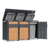 Mülltonnenbox 'Varius' Stahl 3 x 240 l anthrazit/Holzoptik 198 x 80 x 116 cm