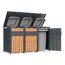 Mülltonnenbox 'Varius' Stahl 3 x 240 l anthrazit/Holzoptik 198 x 80 x 116 cm