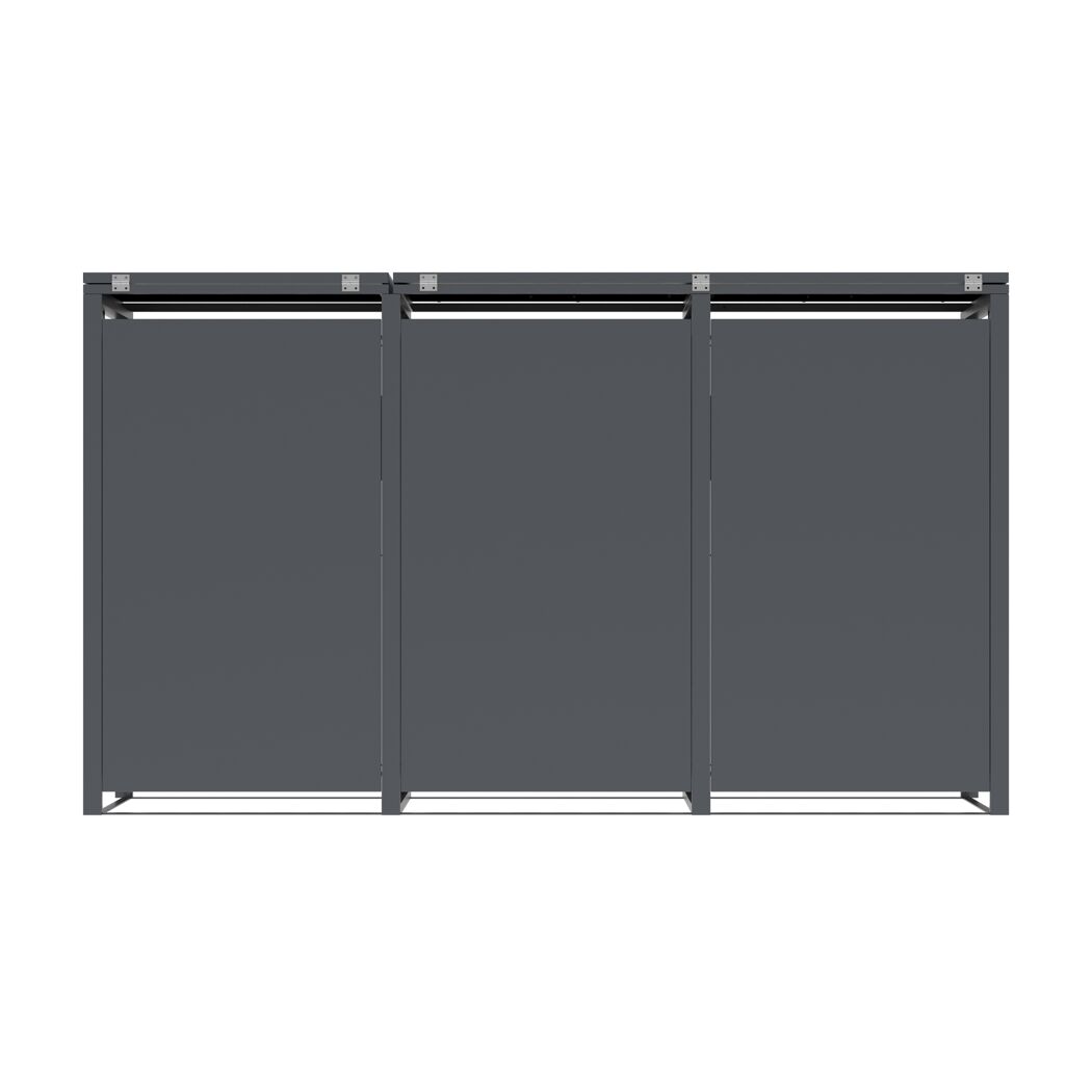 Mülltonnenbox 'Varius' Stahl 3 x 240 l anthrazit/Holzoptik 198 x 80 x 116 cm