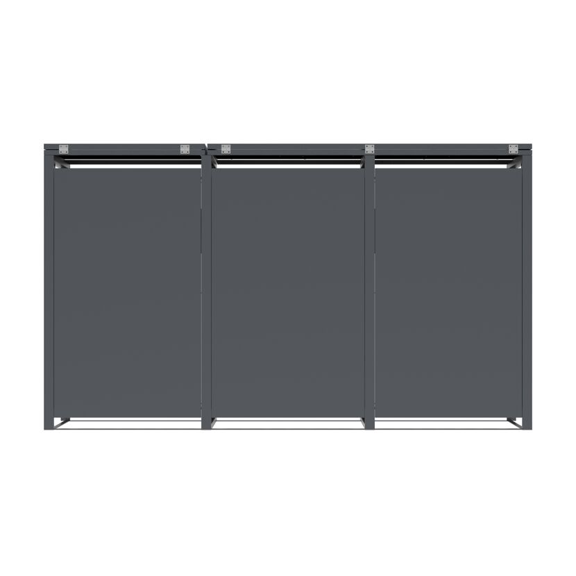 Mülltonnenbox 'Varius' Stahl 3 x 240 l anthrazit/Holzoptik 198 x 80 x 116 cm