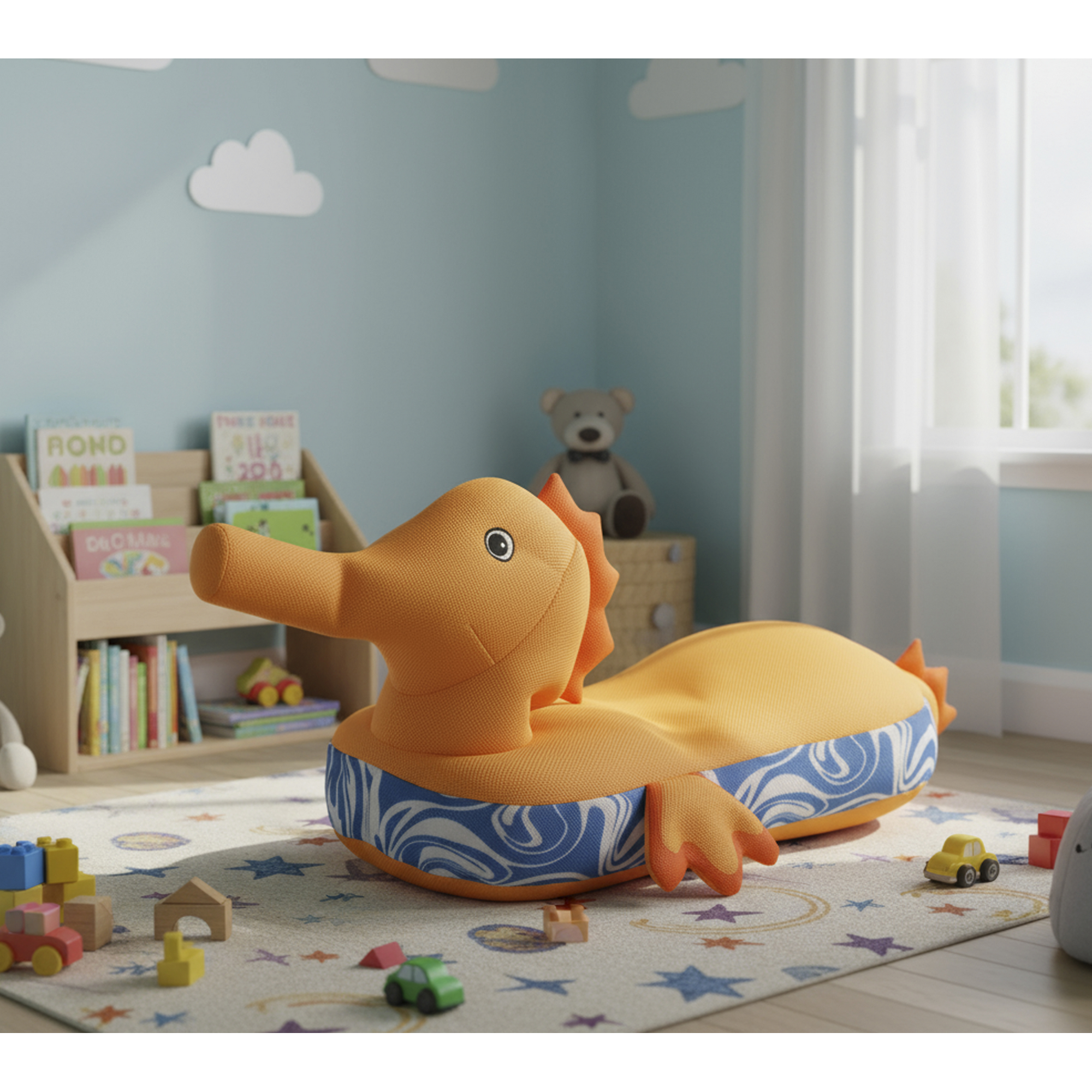 Sitzsack und Schwimmtier 'Seepferdchen' gelb 101 x 38 x 43 cm