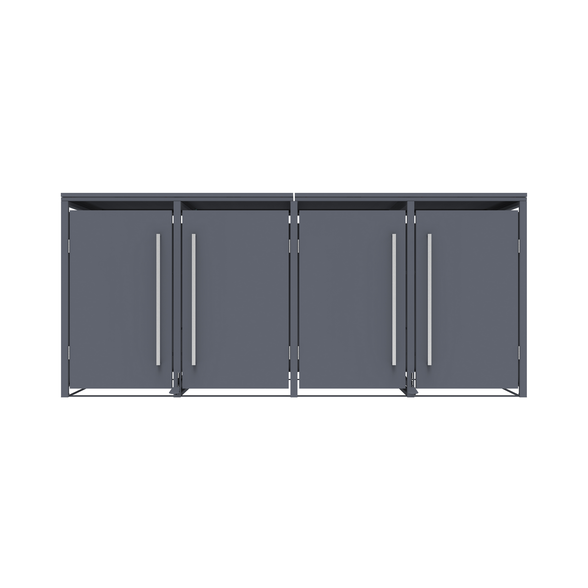Mülltonnenbox 'Pedura' Stahl 4 x 240 l anthrazit 265 x 80 x 116 cm, mit Fußpedal