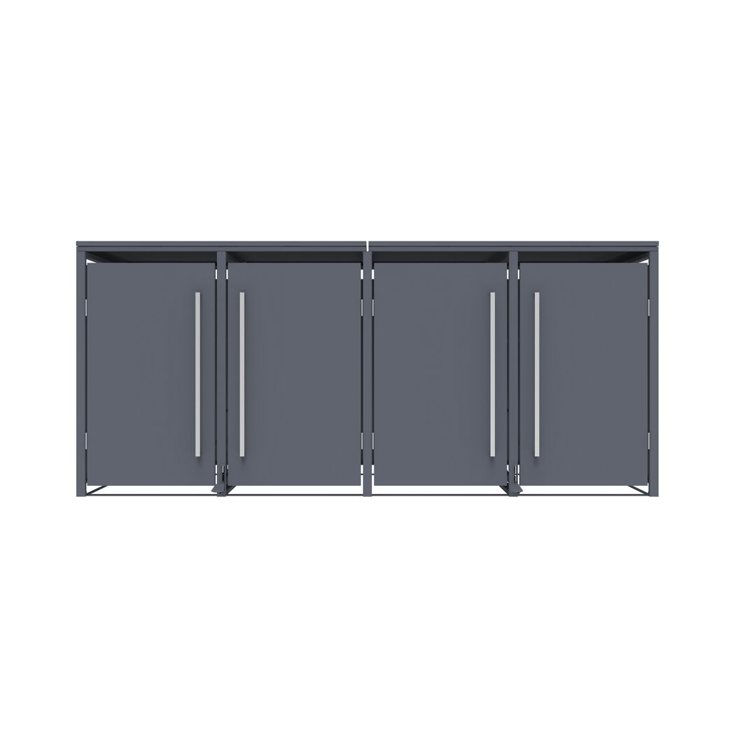 Mülltonnenbox 'Pedura' Stahl 4 x 240 l anthrazit 265 x 80 x 116 cm, mit Fußpedal