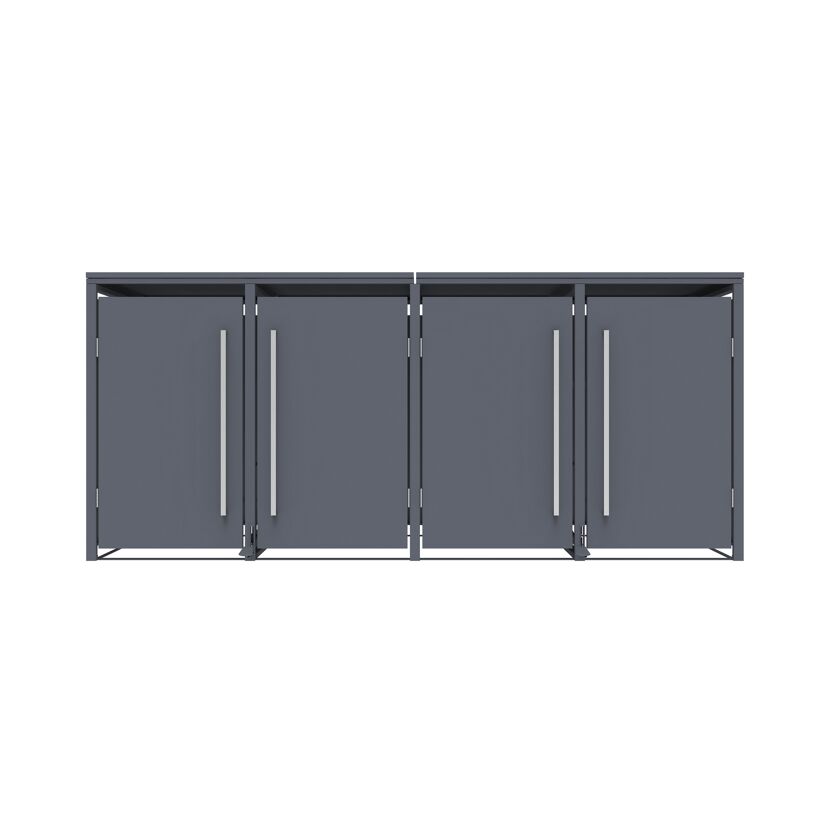 Mülltonnenbox 'Pedura' Stahl 4 x 240 l anthrazit 265 x 80 x 116 cm, mit Fußpedal