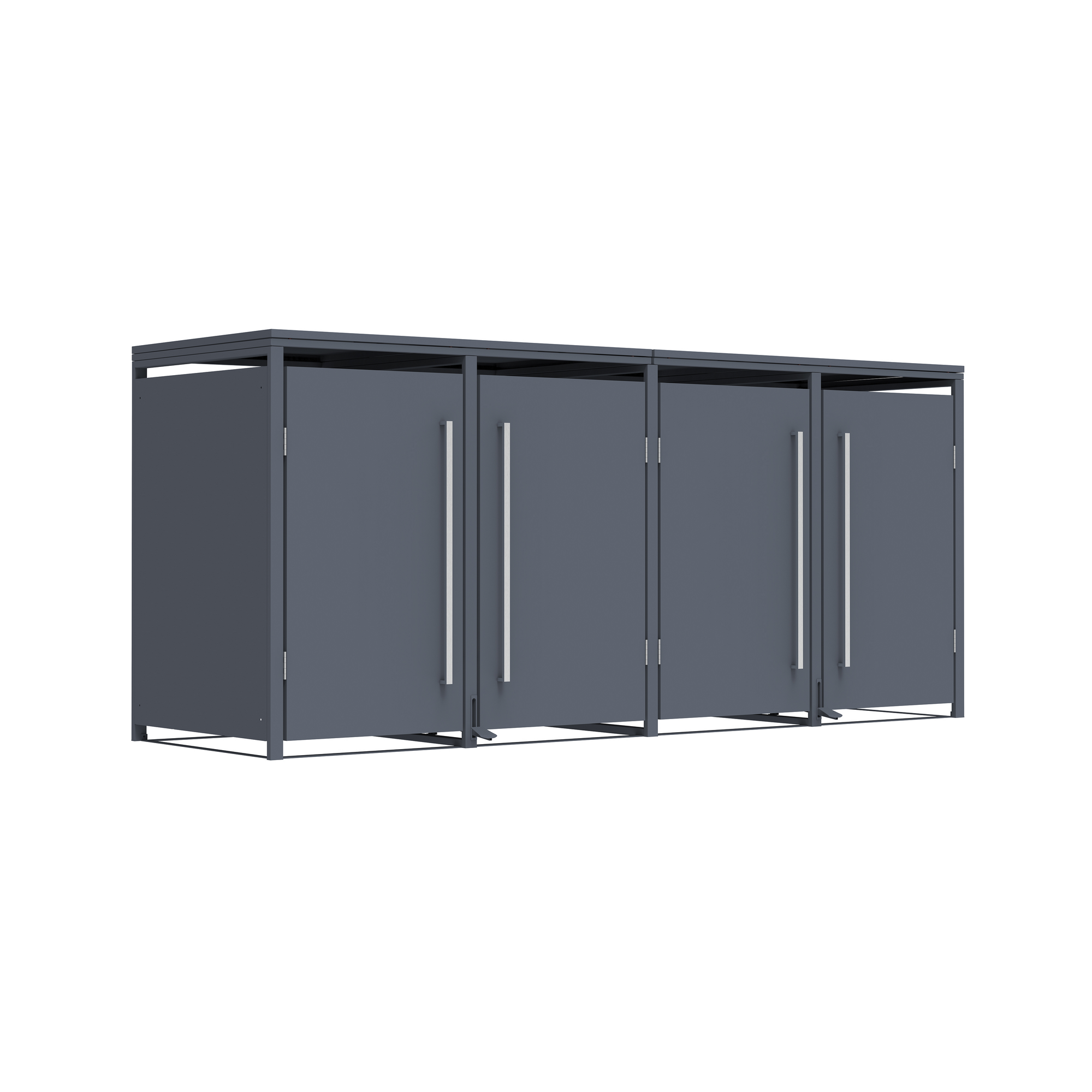 Mülltonnenbox 'Pedura' Stahl 4 x 240 l anthrazit 265 x 80 x 116 cm, mit Fußpedal