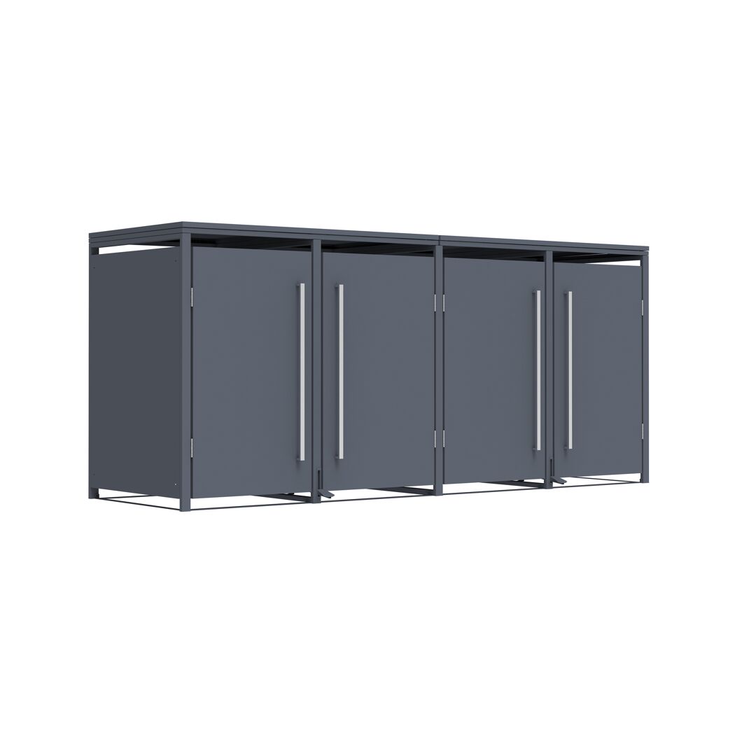 Mülltonnenbox 'Pedura' Stahl 4 x 240 l anthrazit 265 x 80 x 116 cm, mit Fußpedal