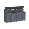 Mülltonnenbox 'Pedura' Stahl 4 x 240 l anthrazit 265 x 80 x 116 cm, mit Fußpedal