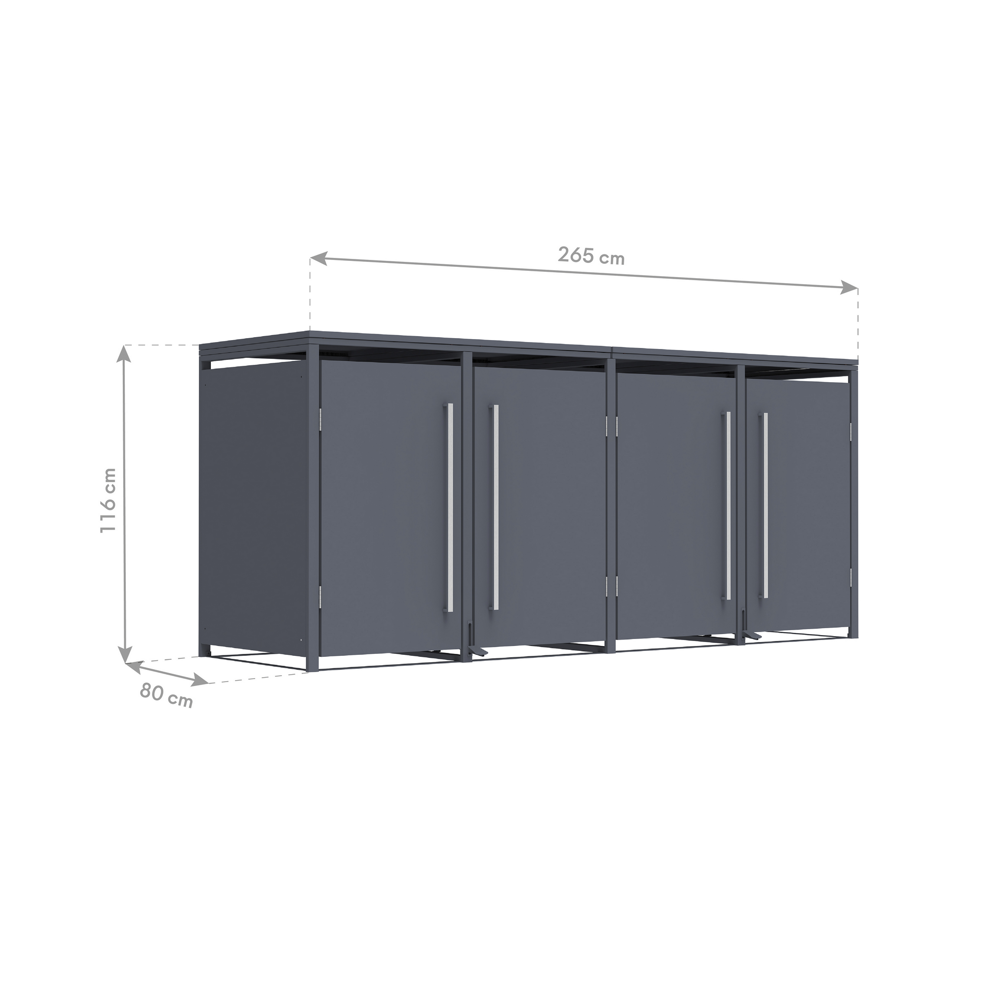 Mülltonnenbox 'Pedura' Stahl 4 x 240 l anthrazit 265 x 80 x 116 cm, mit Fußpedal