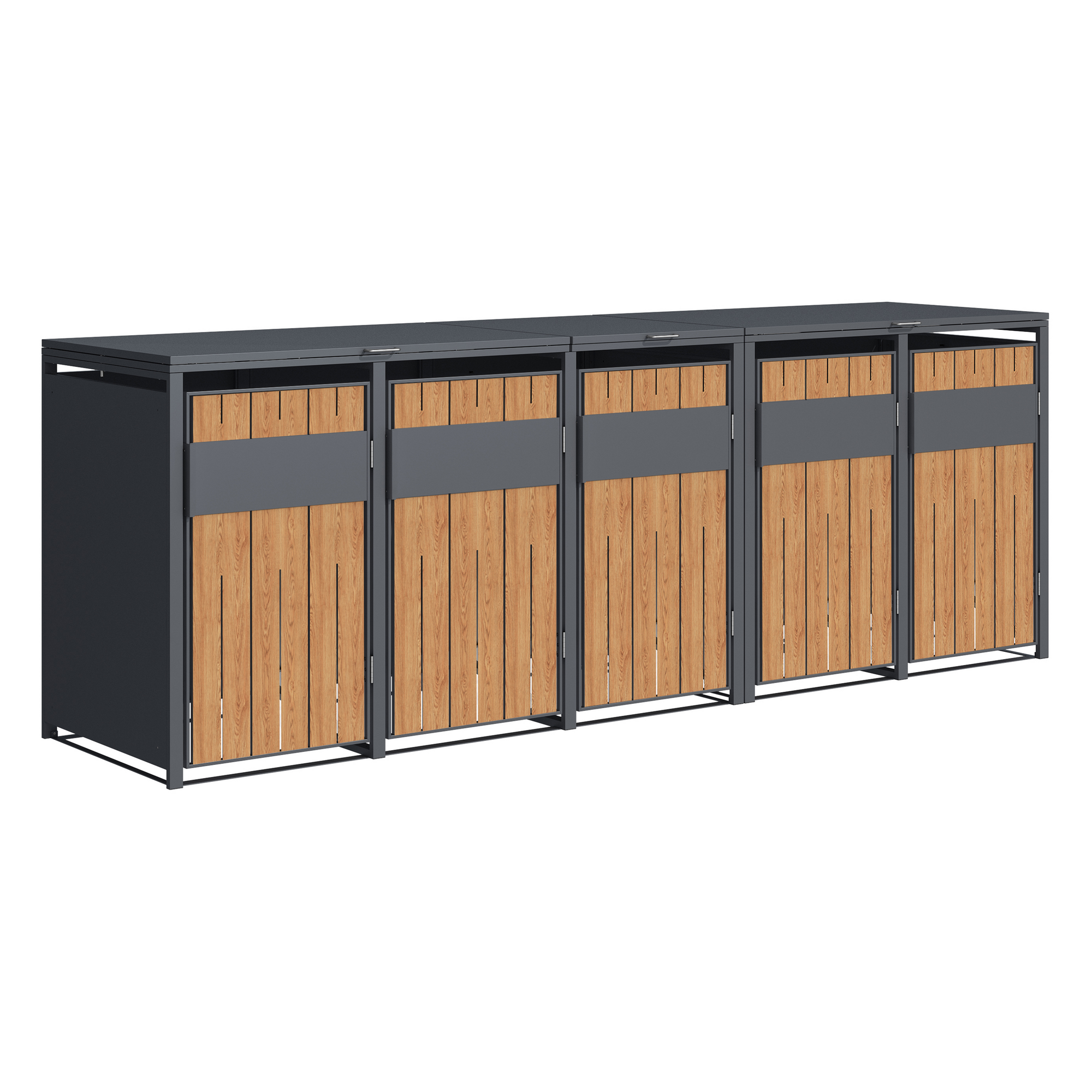 Mülltonnenbox 'Varius' Stahl 5 x 240 l anthrazit/Holzoptik 330 x 80 x 116 cm