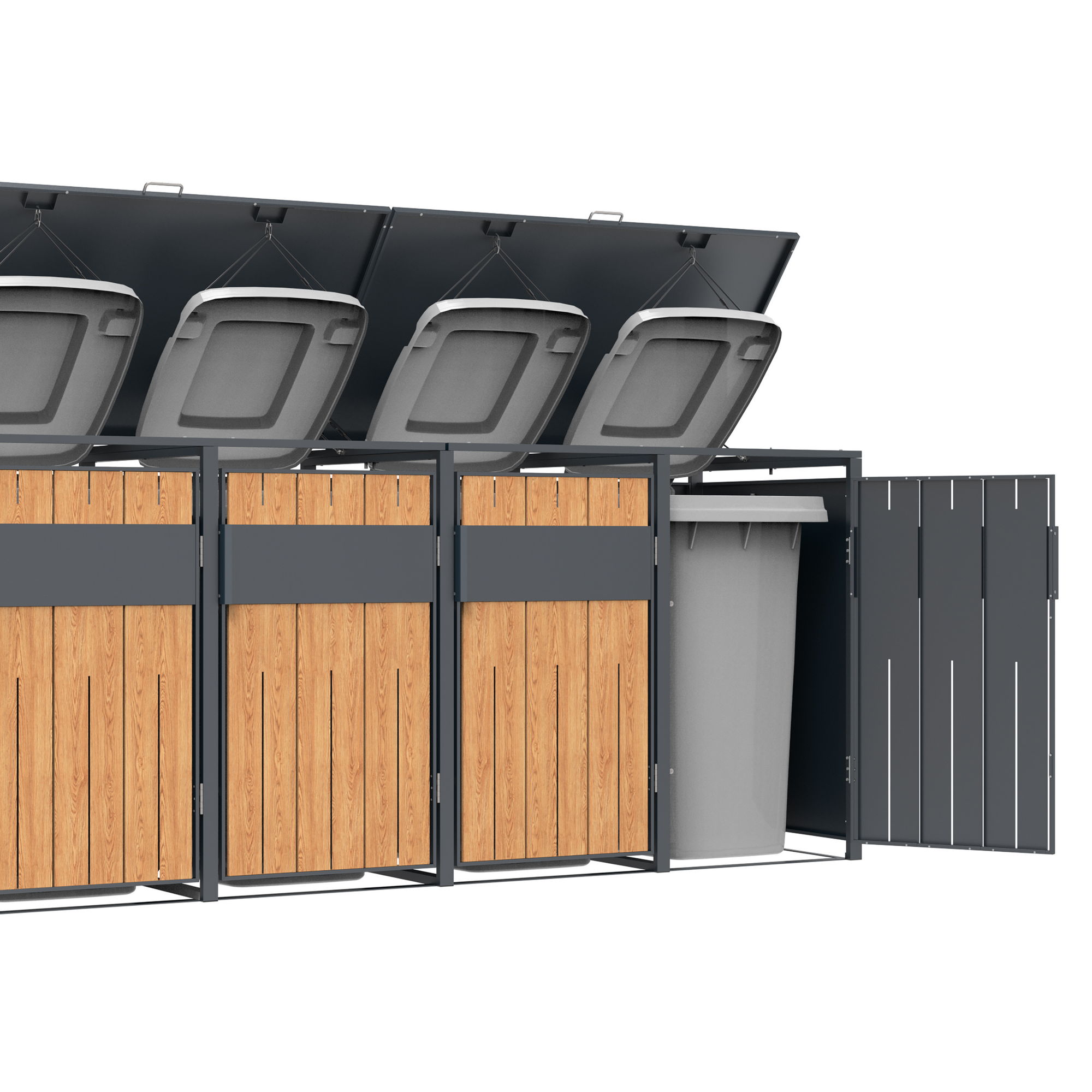 Mülltonnenbox 'Varius' Stahl 5 x 240 l anthrazit/Holzoptik 330 x 80 x 116 cm
