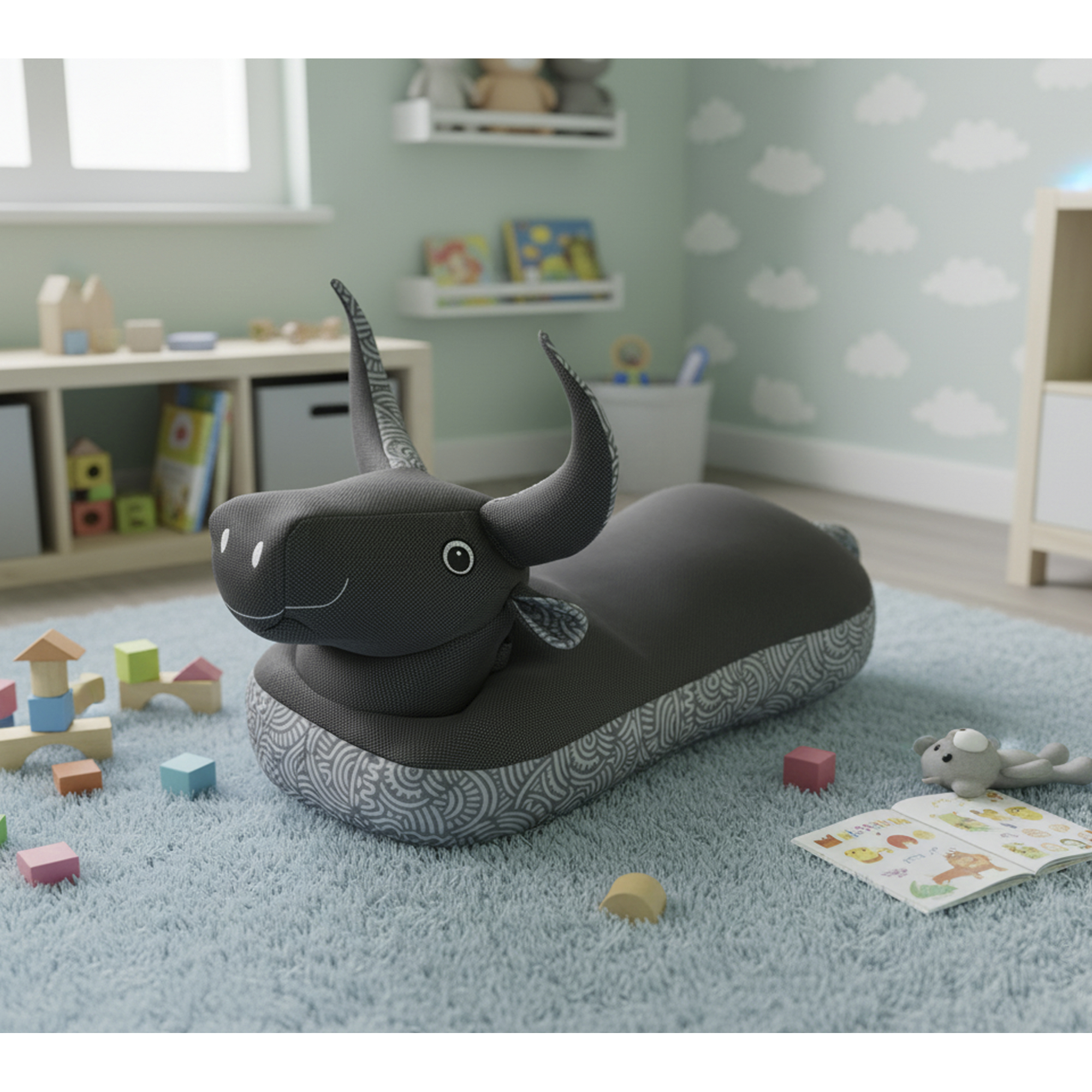 Sitzsack und Schwimmtier 'Stier' schwarz 89 x 64 x 34 cm