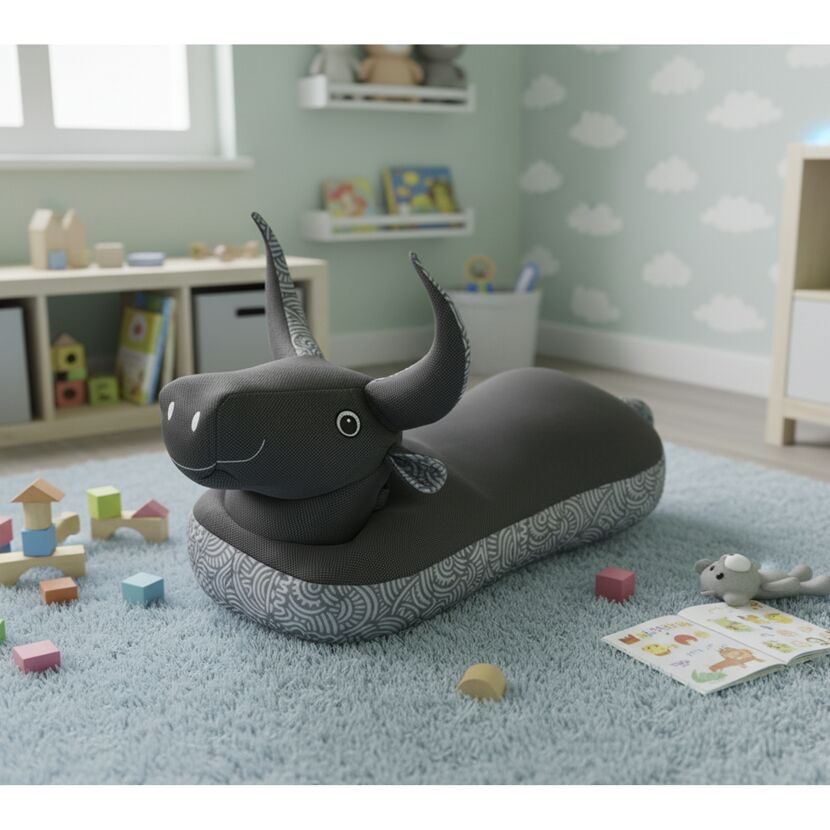 Sitzsack und Schwimmtier 'Stier' schwarz 89 x 64 x 34 cm