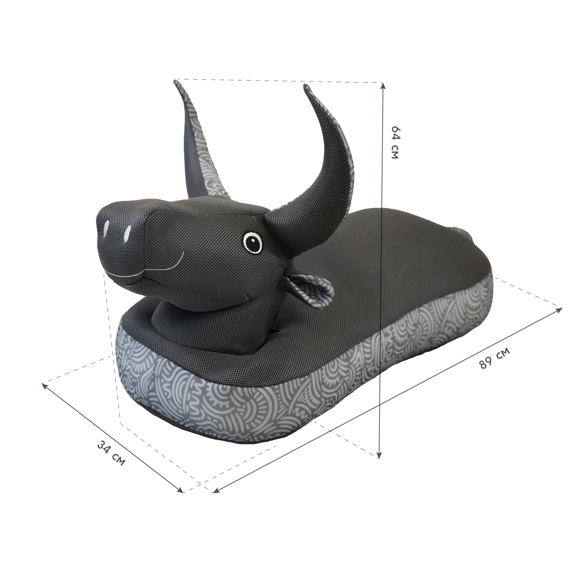 Sitzsack und Schwimmtier 'Stier' schwarz 89 x 64 x 34 cm