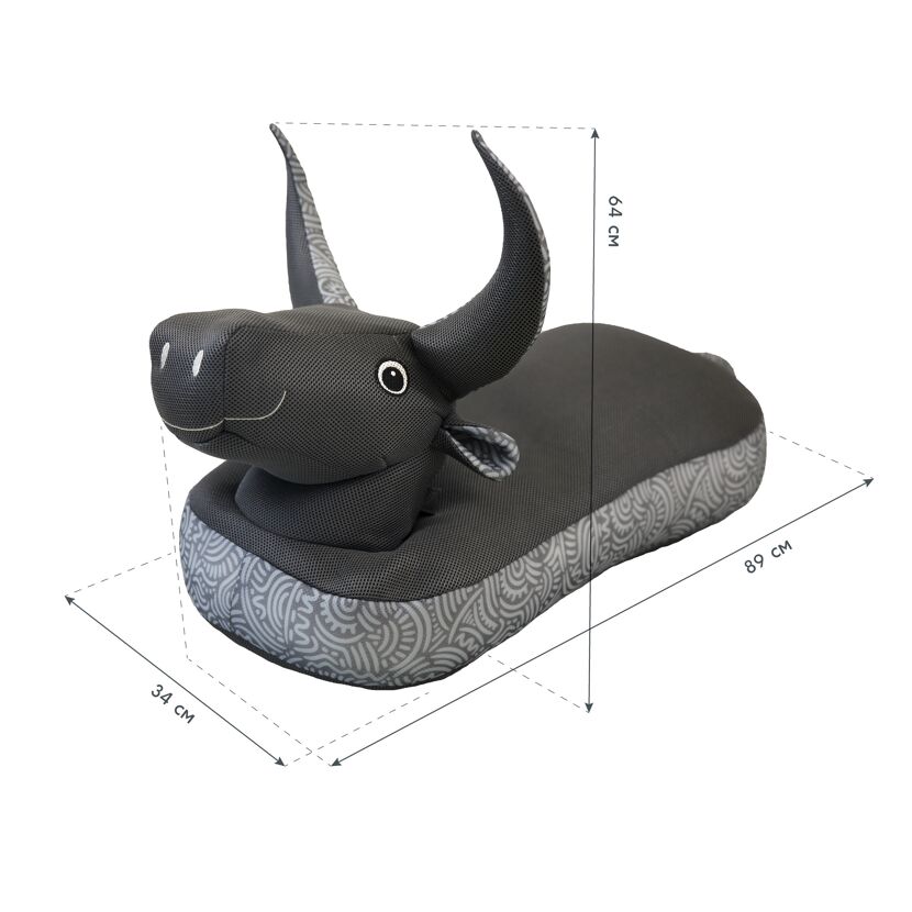 Sitzsack und Schwimmtier 'Stier' schwarz 89 x 64 x 34 cm