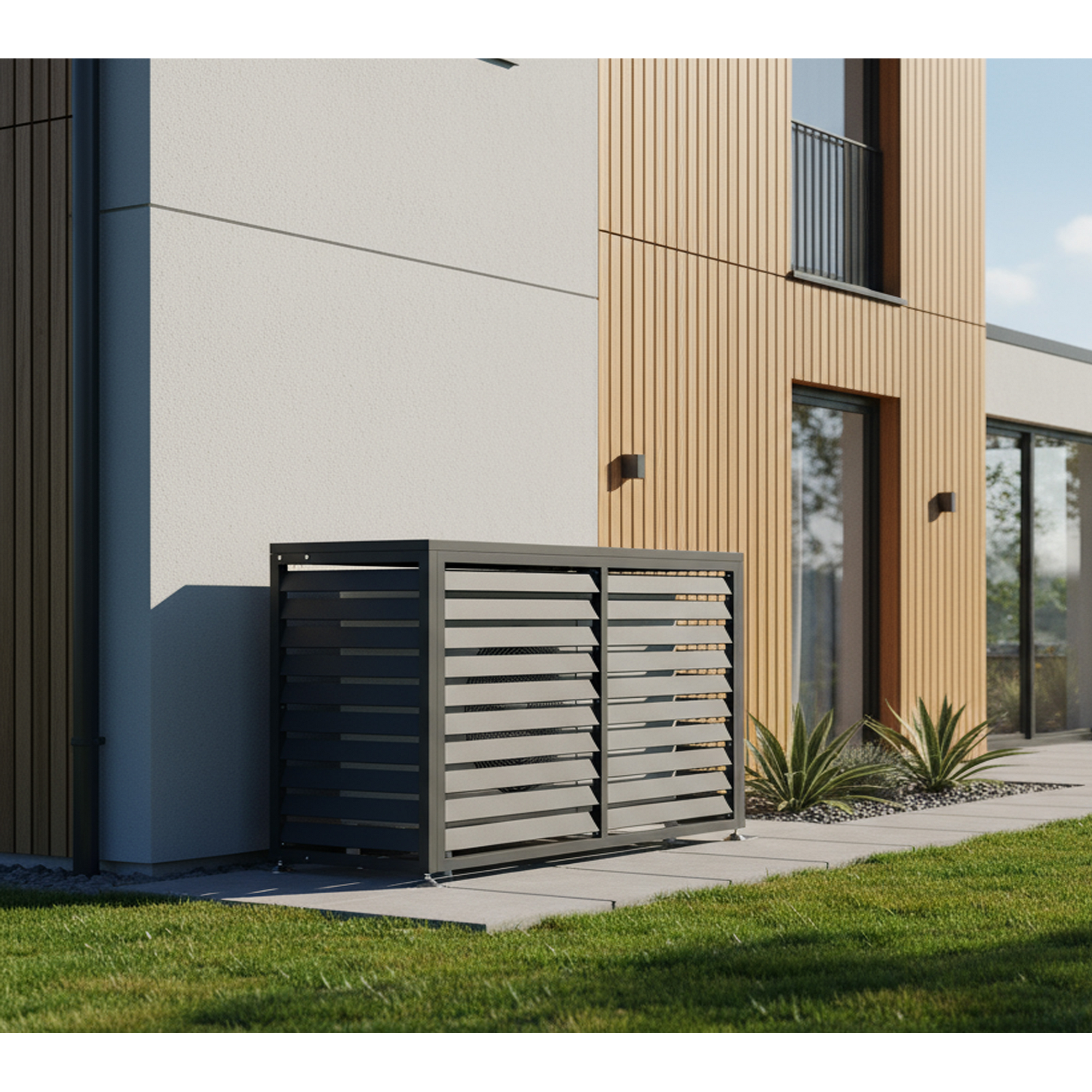 Verkleidung Wärmepumpe 'Boxa M' Stahl anthrazit 140 x 53 x 97 cm