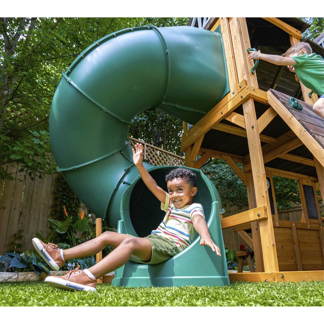 Spielturm 'Bolzo' FSC®‑zertifiziertes Spießtannenholz natur 692 x 285 x 347 cm mit Rutschen und Schaukel