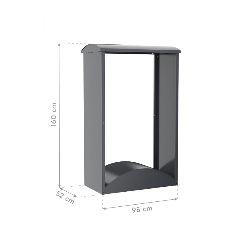 Kaminholzregal 'Castra A' Stahl anthrazit 98 x 52 x 160 cm
