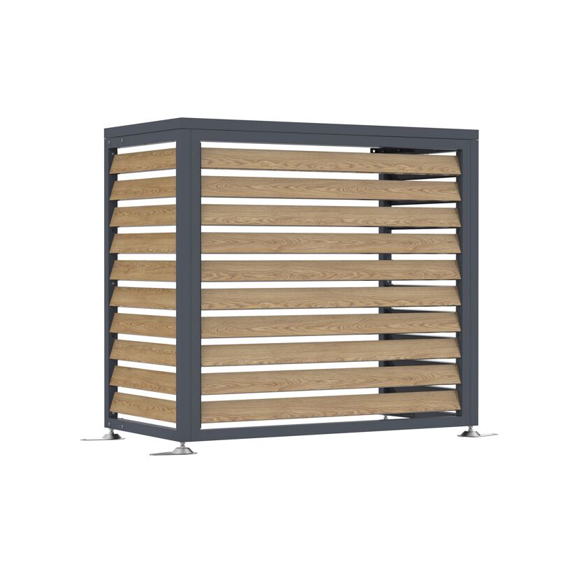 Verkleidung Wärmepumpe 'Boxa S' Stahl anthrazit/Holzoptik 100 x 56 x 97 cm