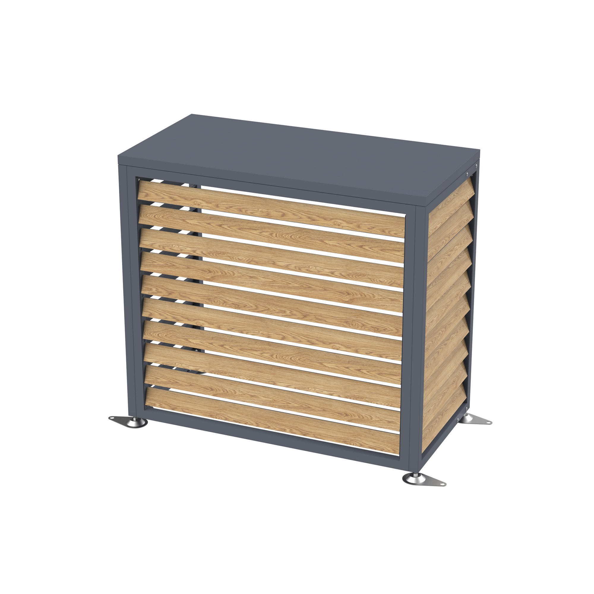 Verkleidung Wärmepumpe 'Boxa S' Stahl anthrazit/Holzoptik 100 x 56 x 97 cm