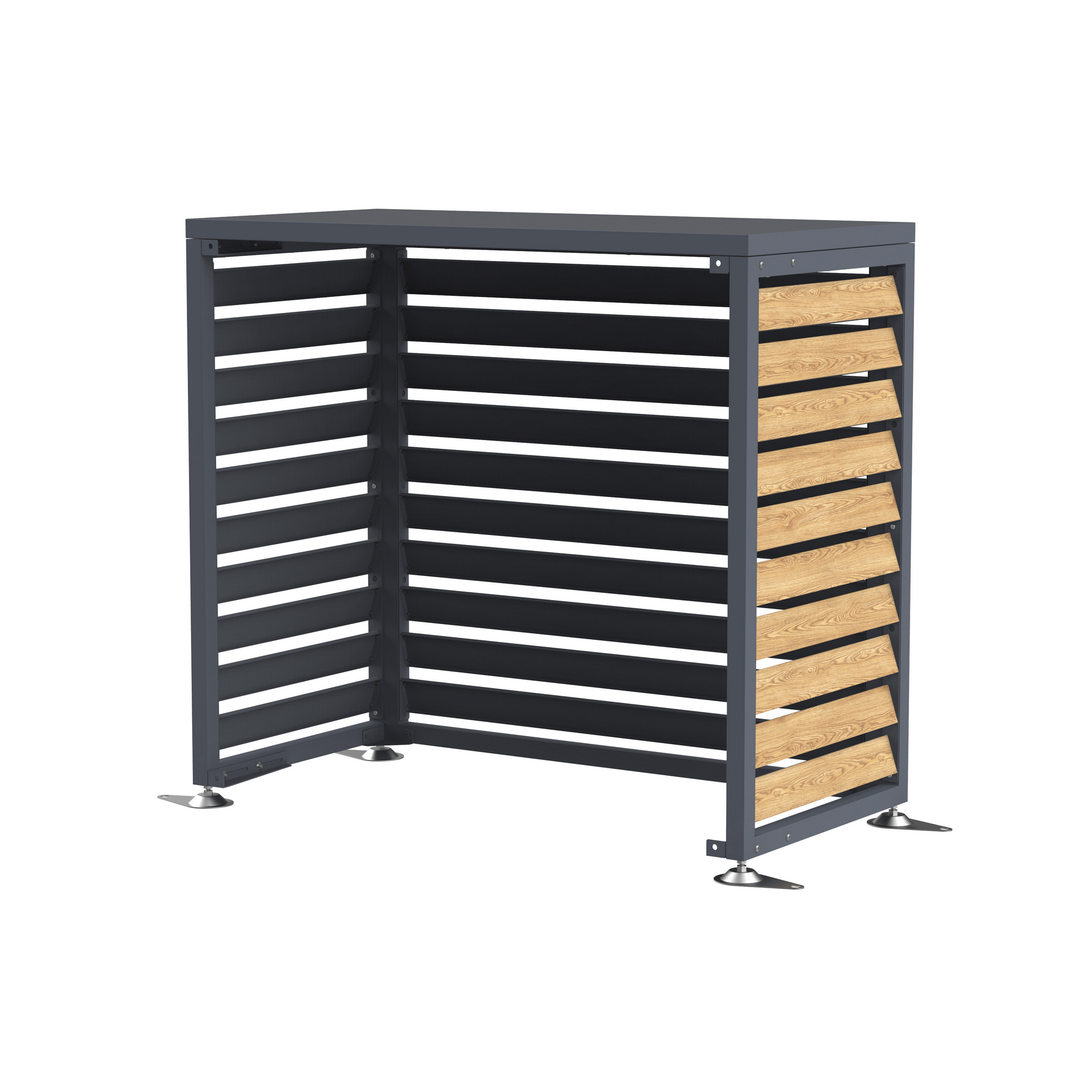 Verkleidung Wärmepumpe 'Boxa S' Stahl anthrazit/Holzoptik 100 x 56 x 97 cm