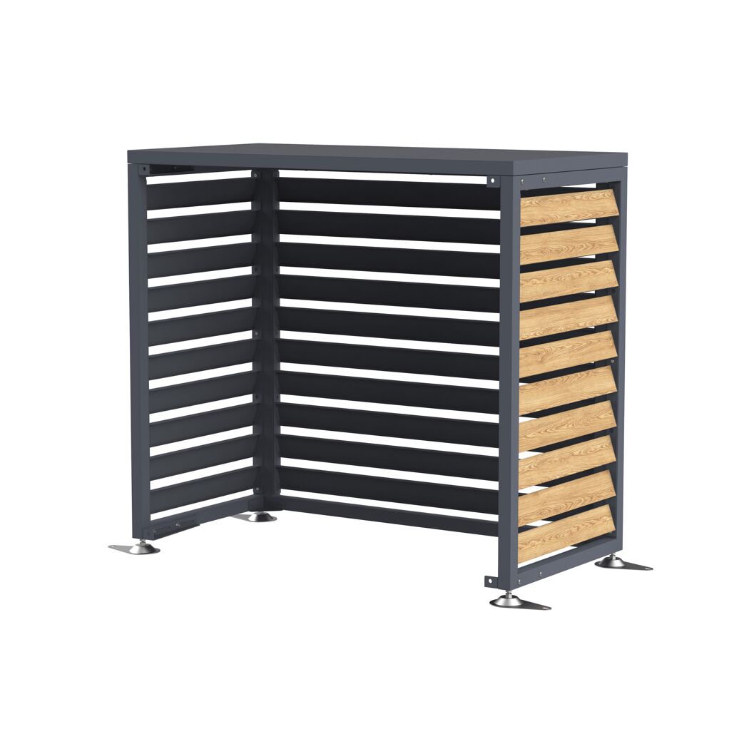 Verkleidung Wärmepumpe 'Boxa S' Stahl anthrazit/Holzoptik 100 x 56 x 97 cm