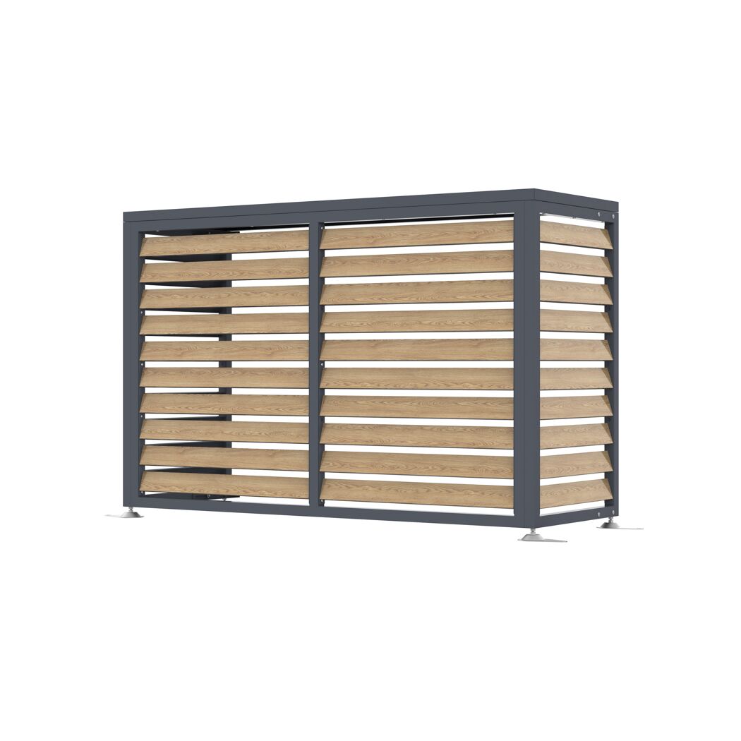 Verkleidung Wärmepumpe 'Boxa M' Stahl anthrazit/Holzoptik 140 x 56 x 97 cm