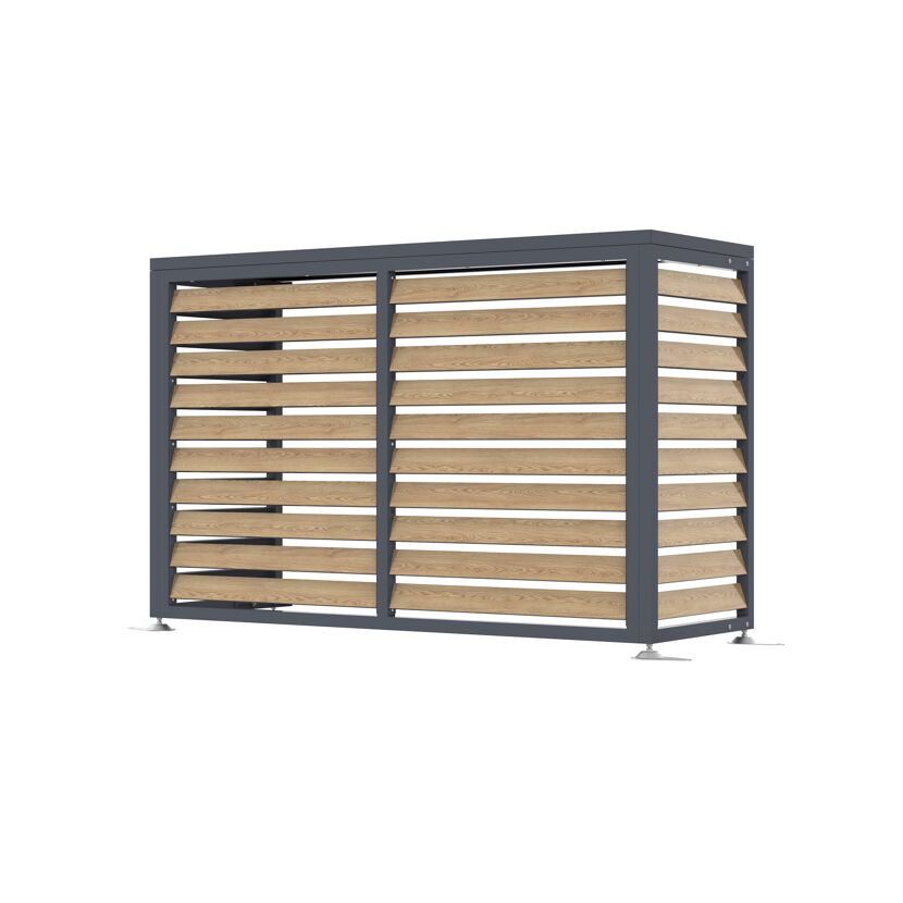 Verkleidung Wärmepumpe 'Boxa M' Stahl anthrazit/Holzoptik 140 x 56 x 97 cm