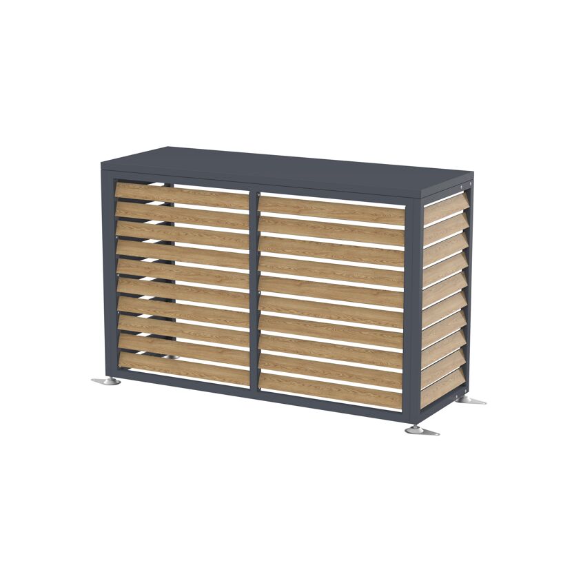 Verkleidung Wärmepumpe 'Boxa M' Stahl anthrazit/Holzoptik 140 x 56 x 97 cm