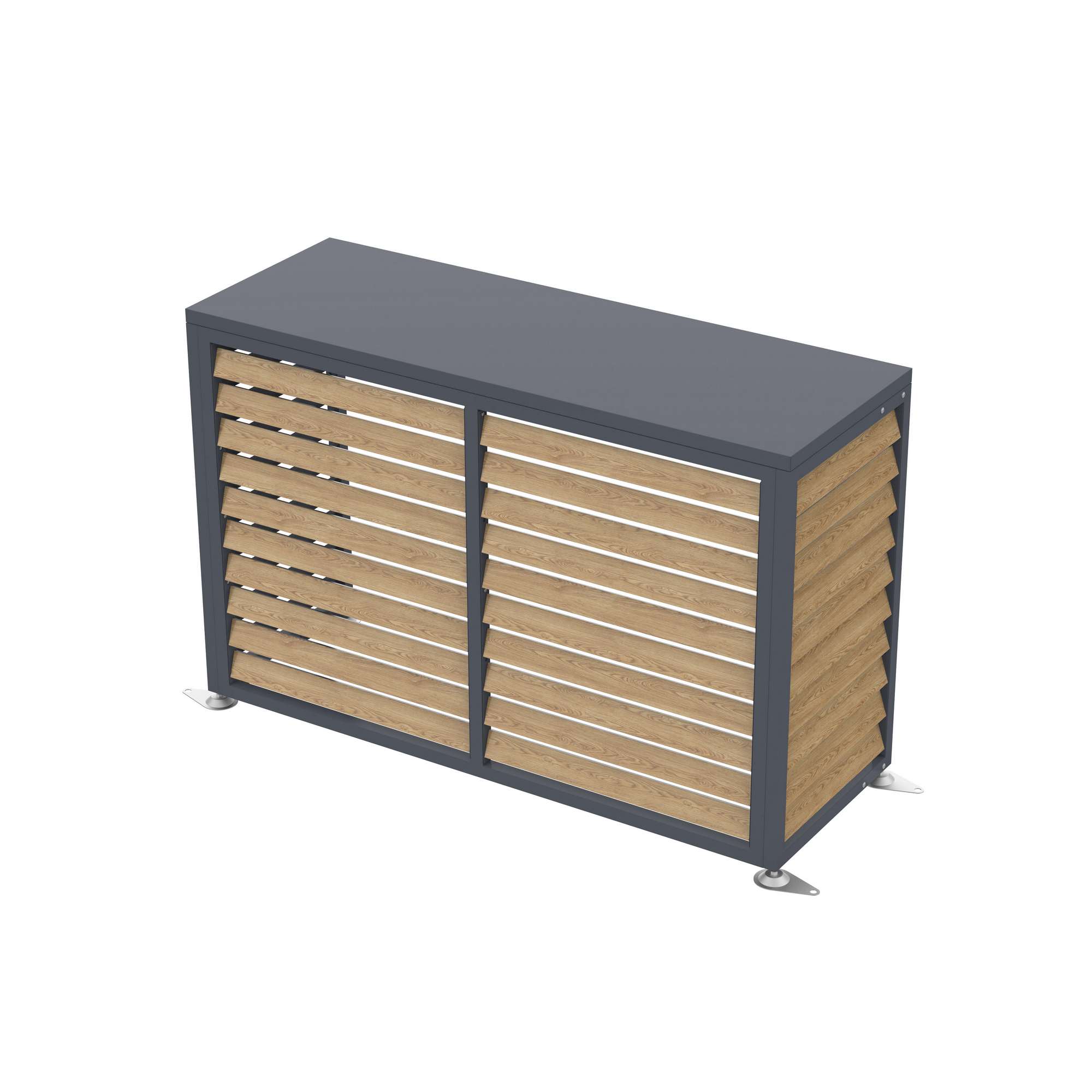 Verkleidung Wärmepumpe 'Boxa M' Stahl anthrazit/Holzoptik 140 x 56 x 97 cm