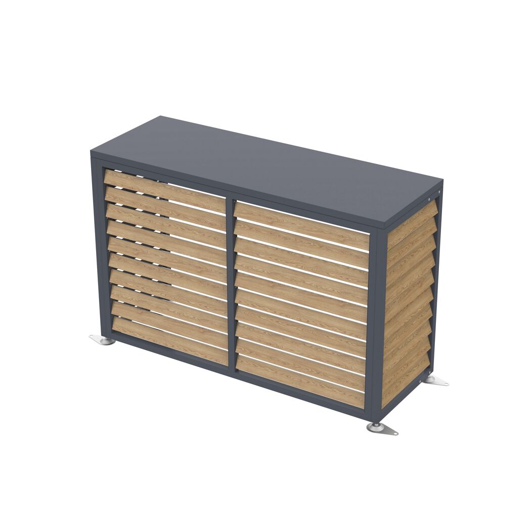 Verkleidung Wärmepumpe 'Boxa M' Stahl anthrazit/Holzoptik 140 x 56 x 97 cm