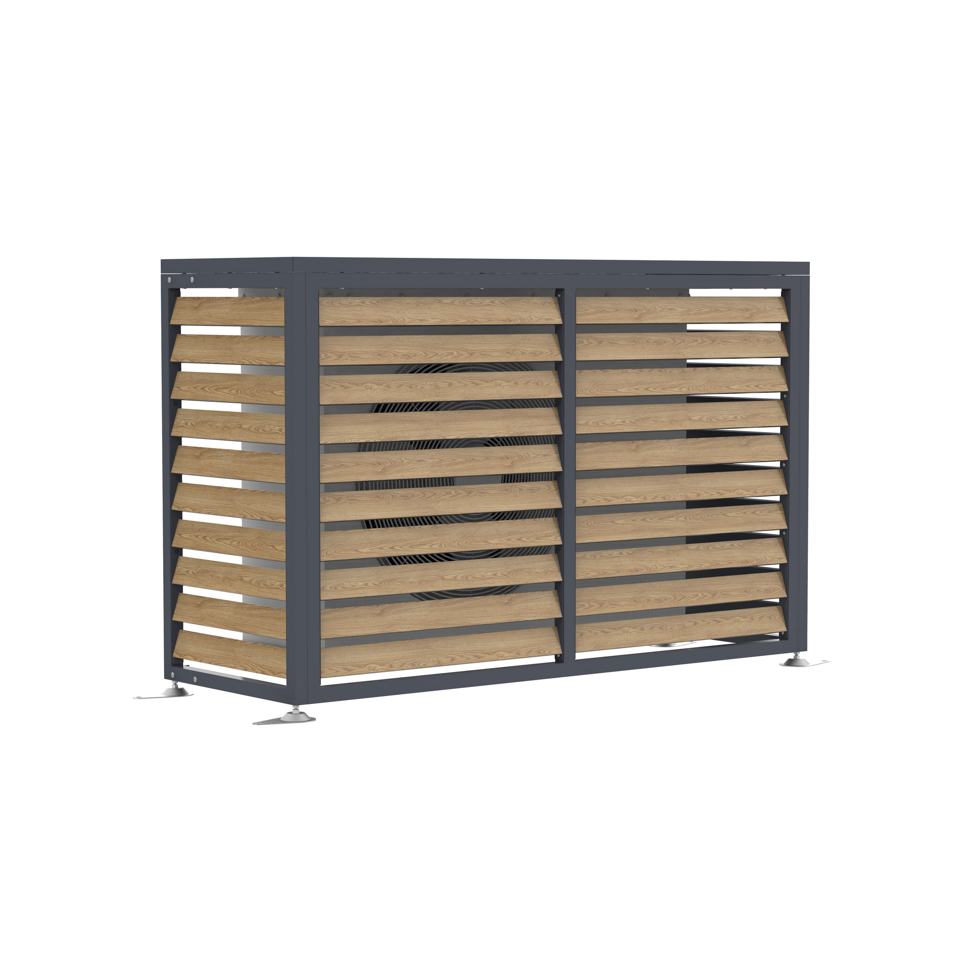 Verkleidung Wärmepumpe 'Boxa M' Stahl anthrazit/Holzoptik 140 x 56 x 97 cm