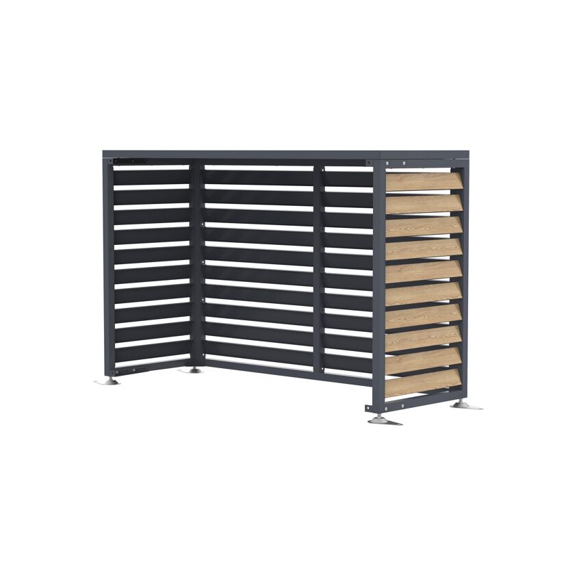 Verkleidung Wärmepumpe 'Boxa M' Stahl anthrazit/Holzoptik 140 x 56 x 97 cm