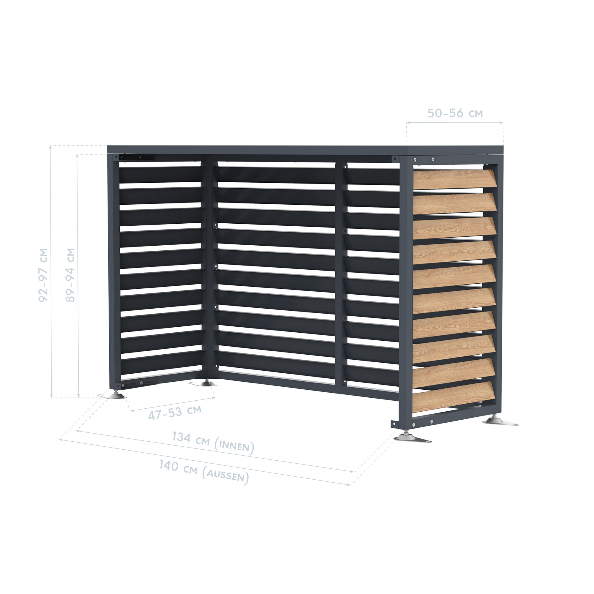 Verkleidung Wärmepumpe 'Boxa M' Stahl anthrazit/Holzoptik 140 x 56 x 97 cm