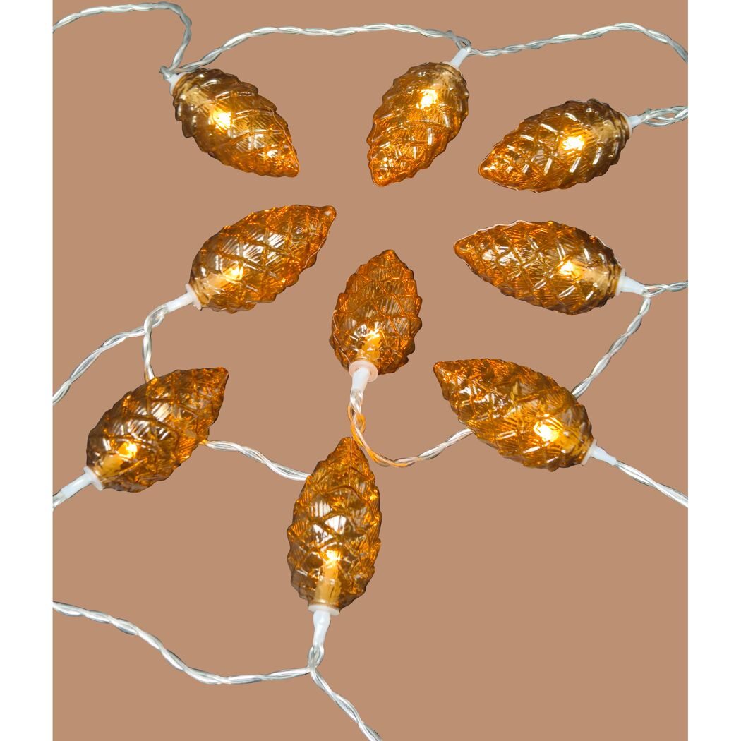 LED-Lichterkette mit Zapfen braun 10 LEDs