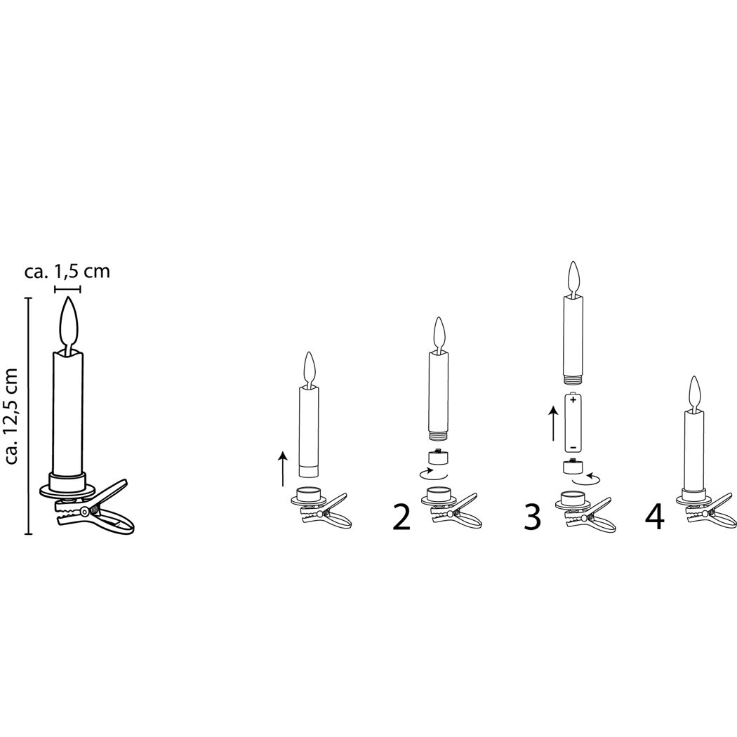 LED-Schaftkerzen-Lichterkette silberfarben 10 LEDs