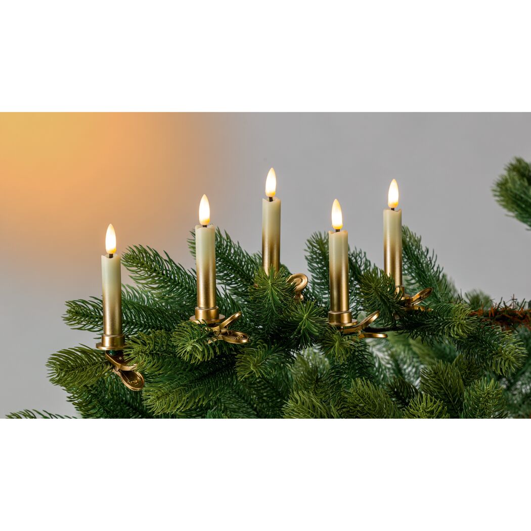 LED-Schaftkerzen-Lichterkette goldfarben 10 LEDs