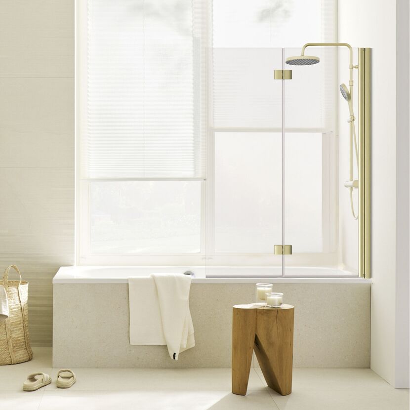Badewannenaufsatz 'Elara' goldfarben matt 140 x 100 cm 2-teilig